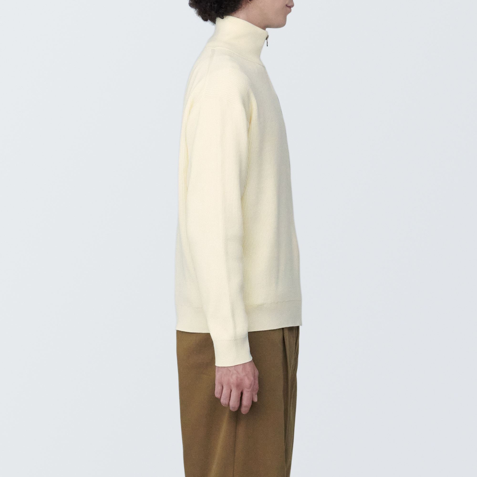 紳士　洗える畦編みフルジップカーディガン