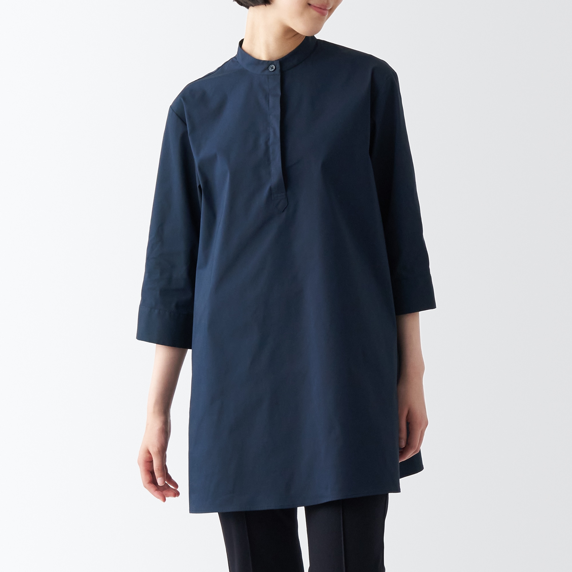 コットン混サテンチュニック