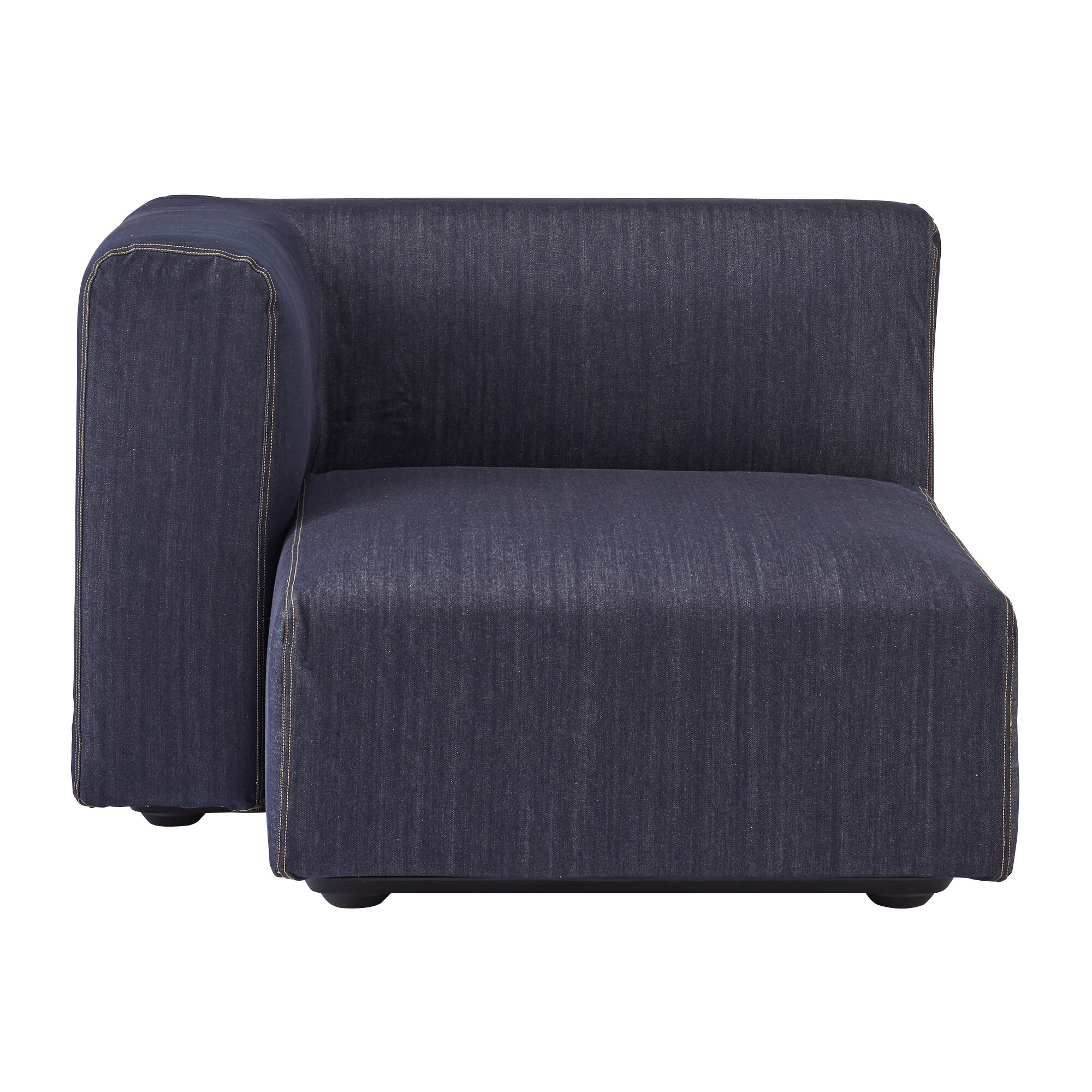 【カバー】綿デニムユニットソファ・ハーフアーム・大（右）用カバー／ネイビー