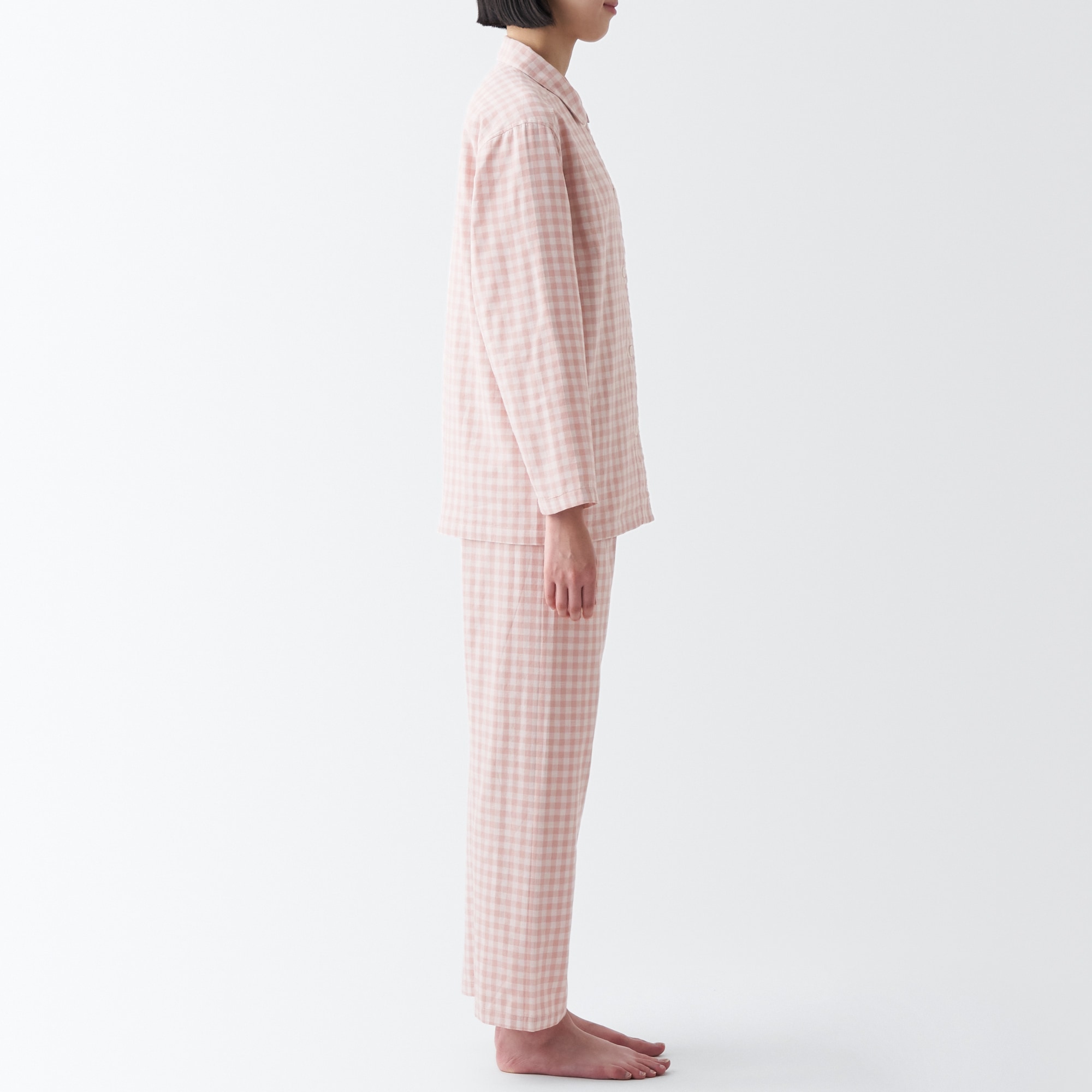 【年中着られる定番】脇に縫い目のない　二重ガーゼパジャマ