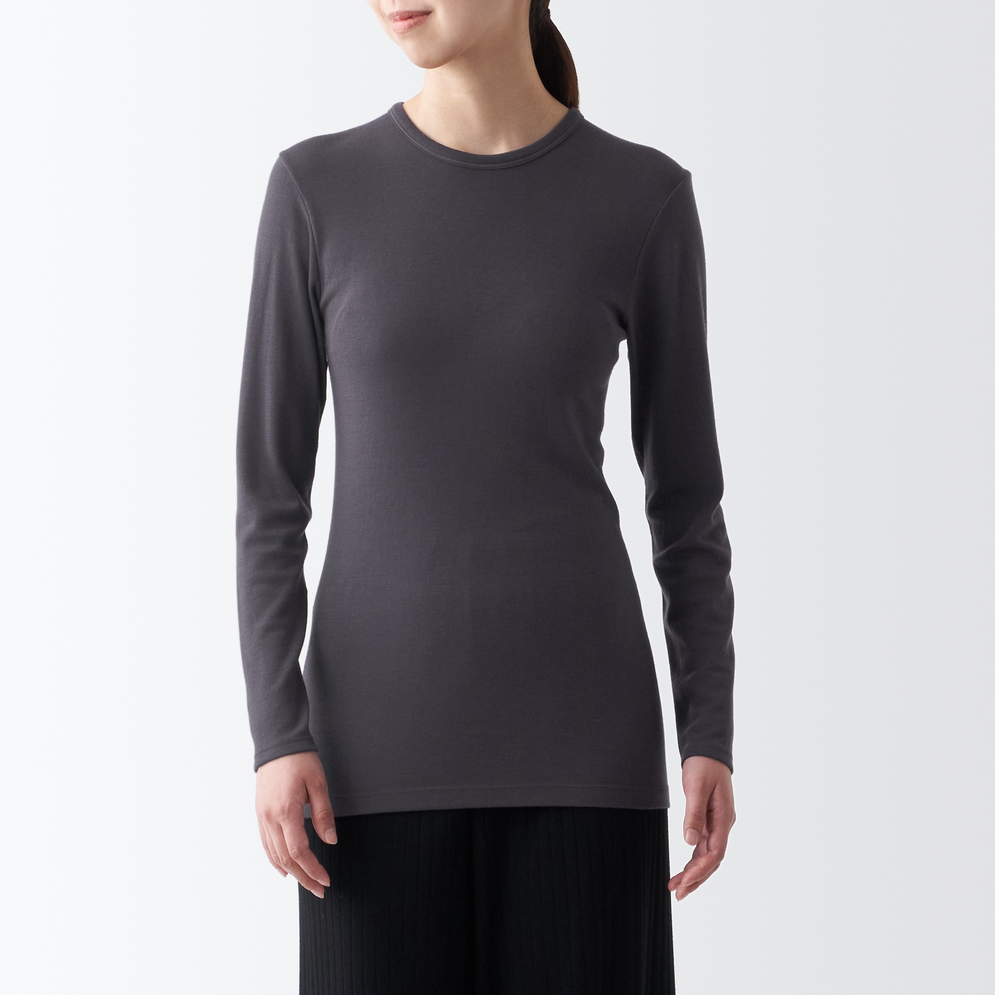 ウールクルーネック長袖Ｔシャツ