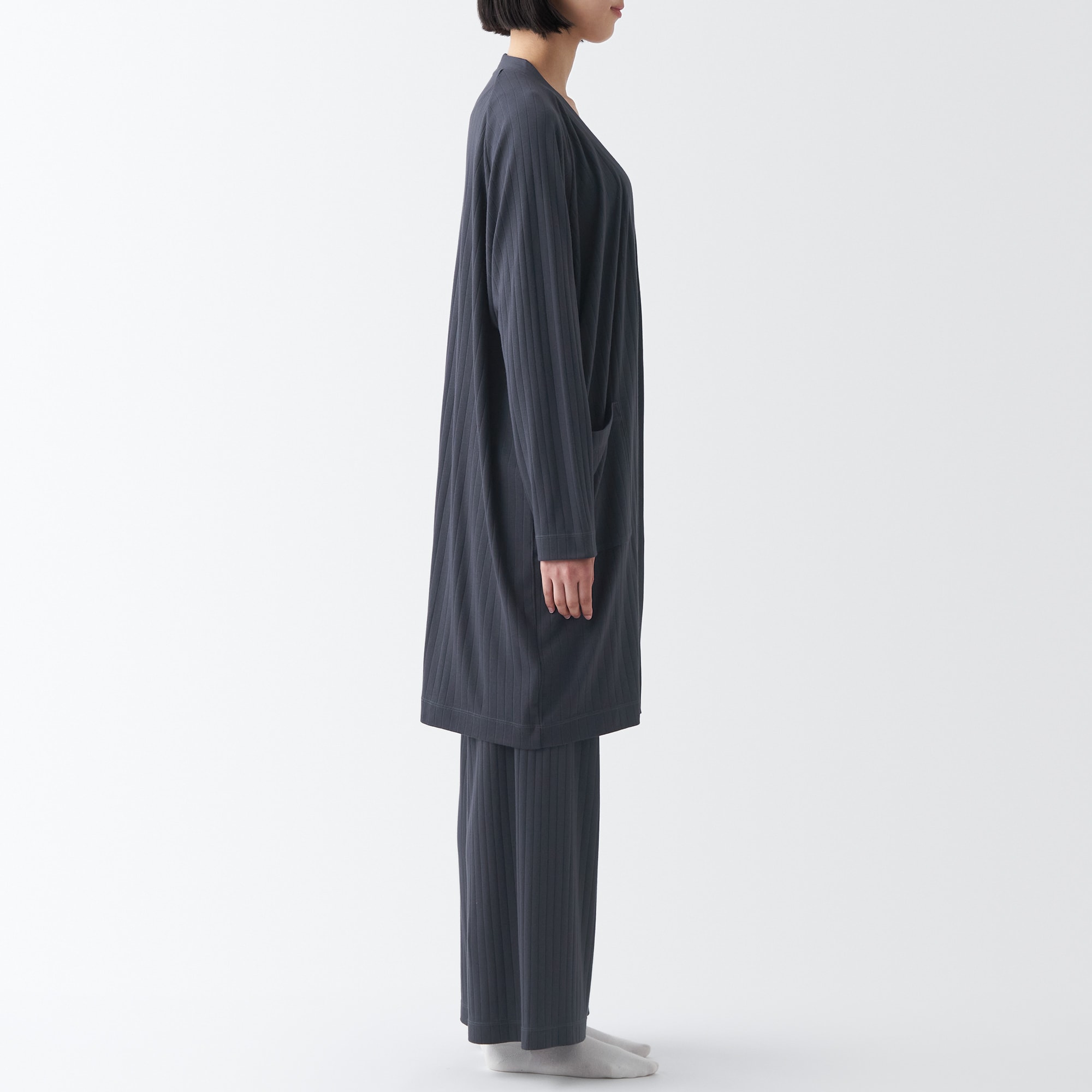 ワイドリブ　ロングカーディガン