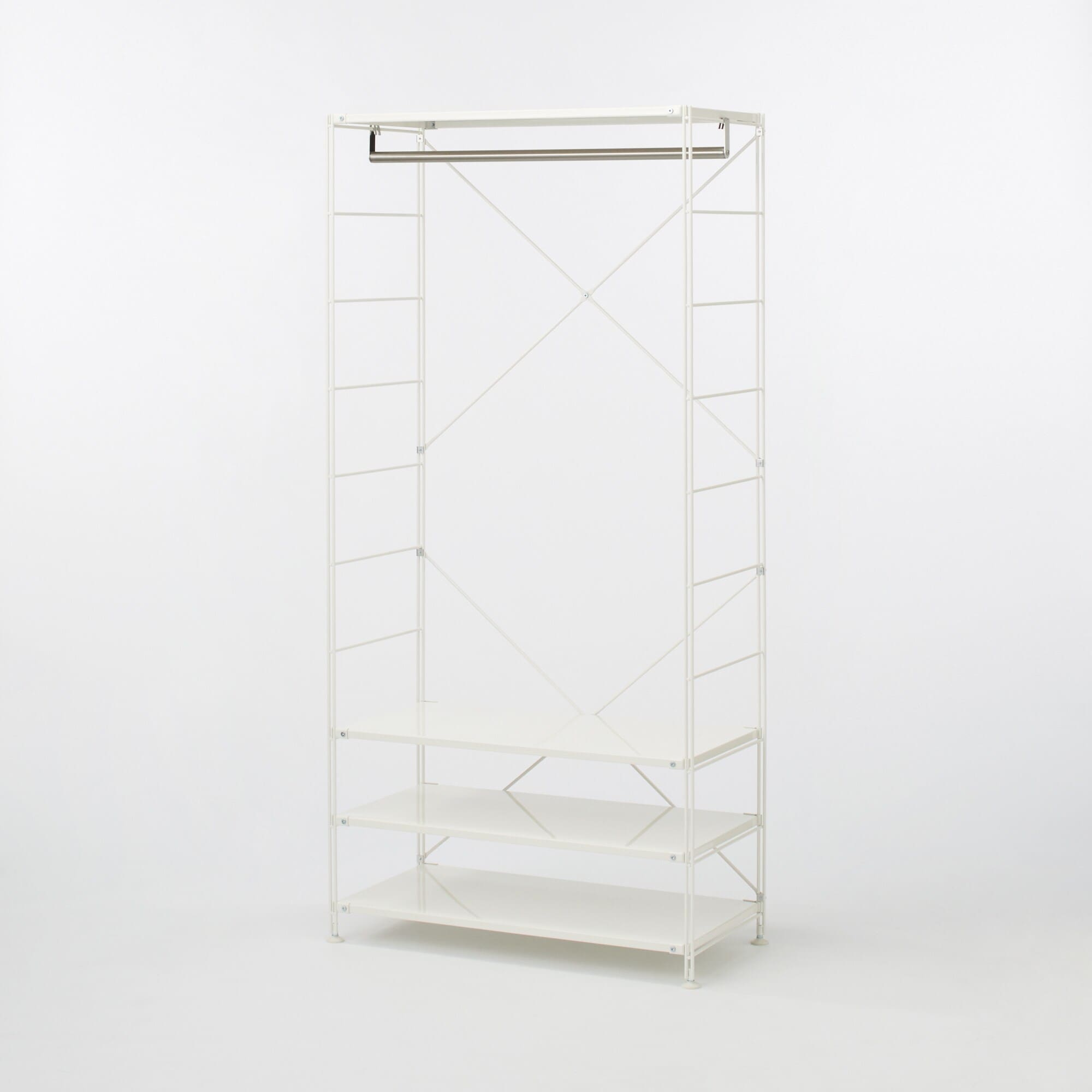 【数量限定】スチールユニットシェルフ　ワードローブセット　ライトグレー