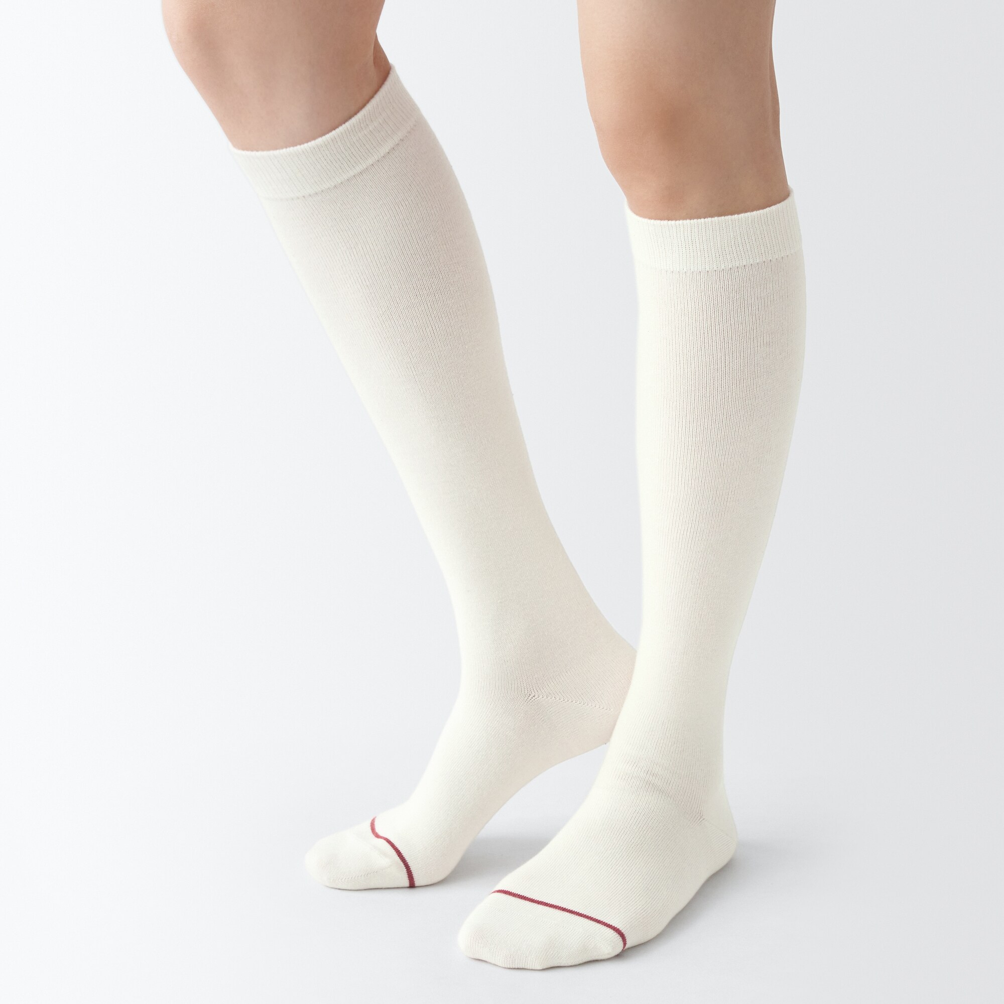 足なり直角　履き口やわらか　あったか綿　ハイソックス（ウール入・口ゴムなし／婦）