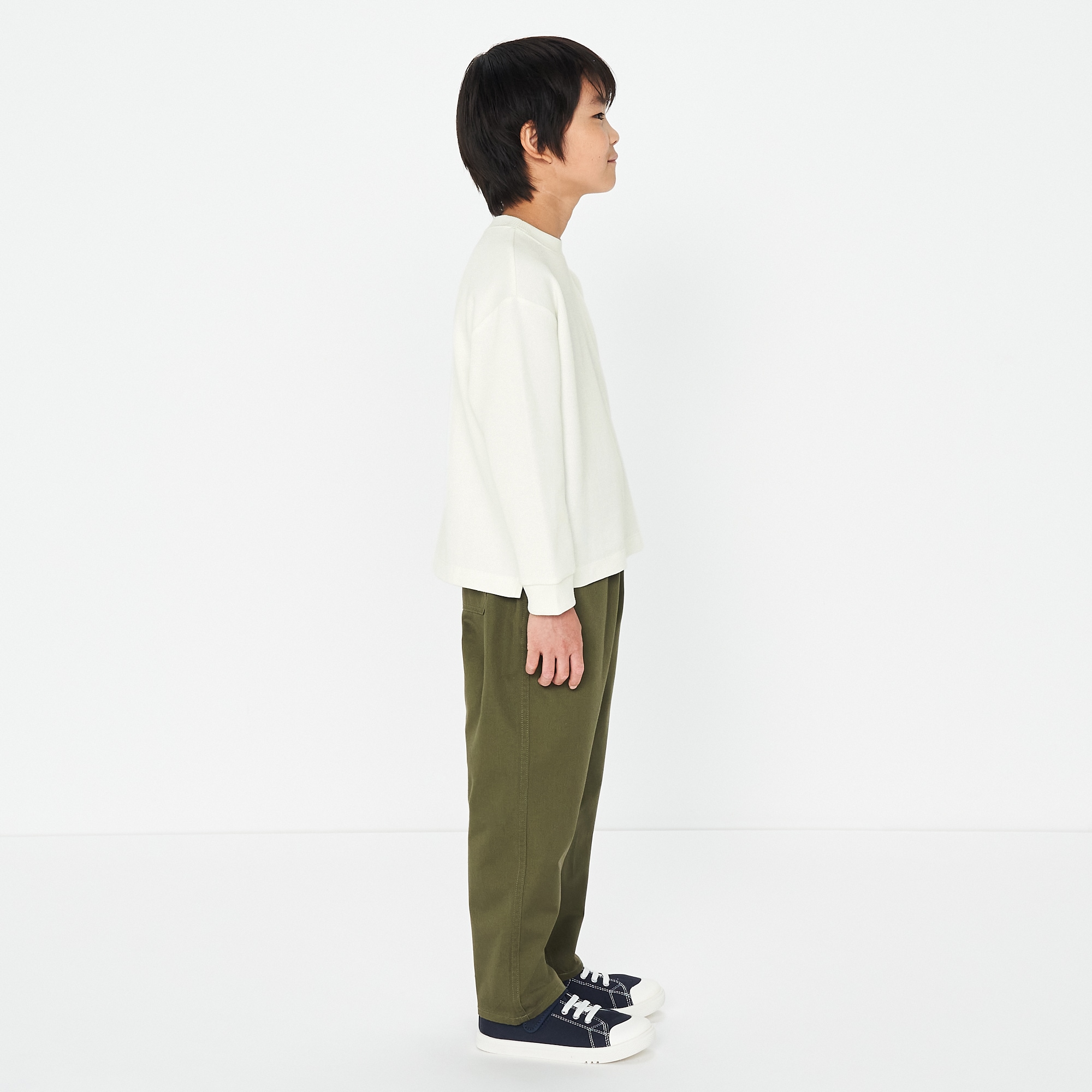 キッズ　二重編みクルーネック長袖Ｔシャツ