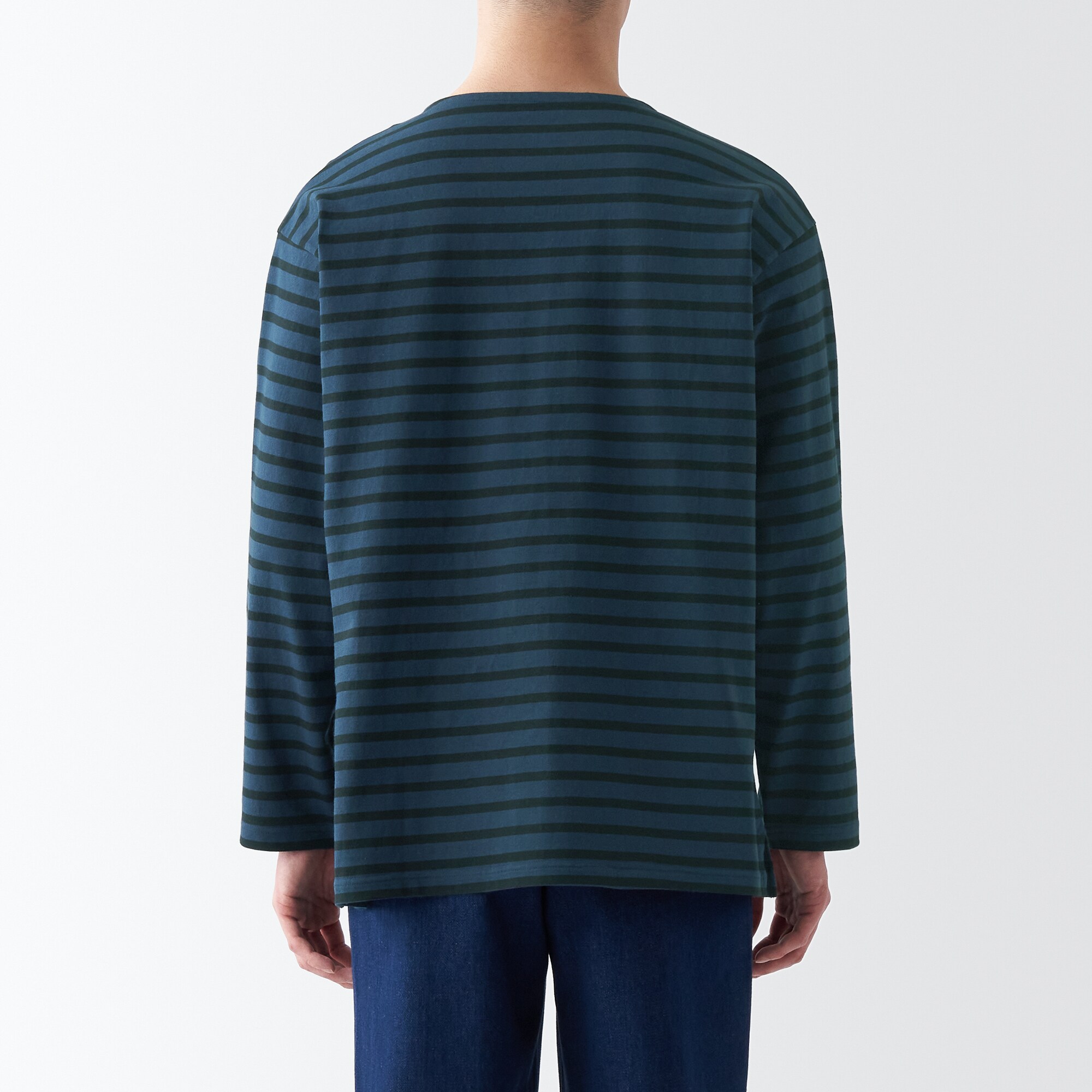 洗いざらし太番手ボートネック九分袖Ｔシャツ