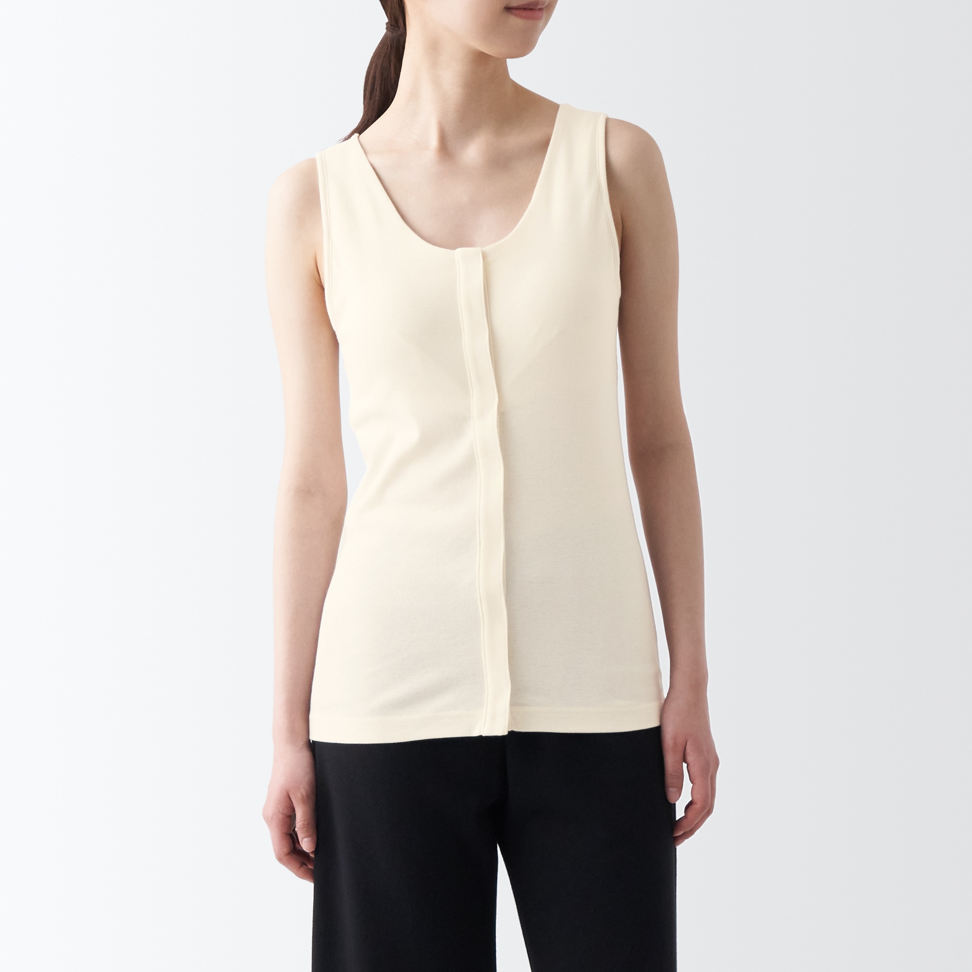 無染色前開きカップ入りタンクトップ