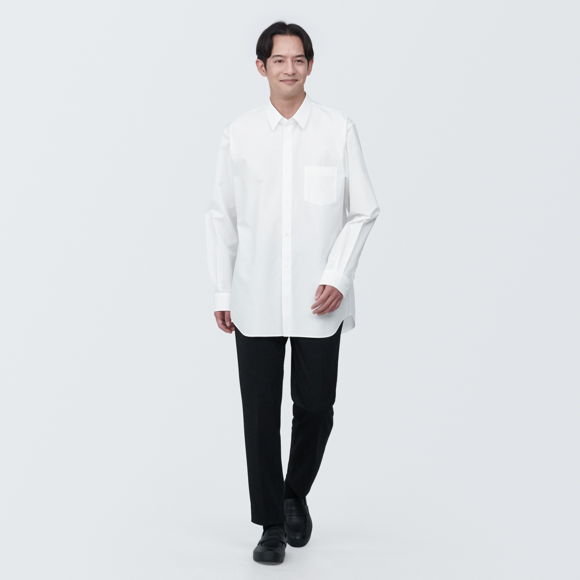 紳士　ノンアイロンリラックスフィット長袖シャツ