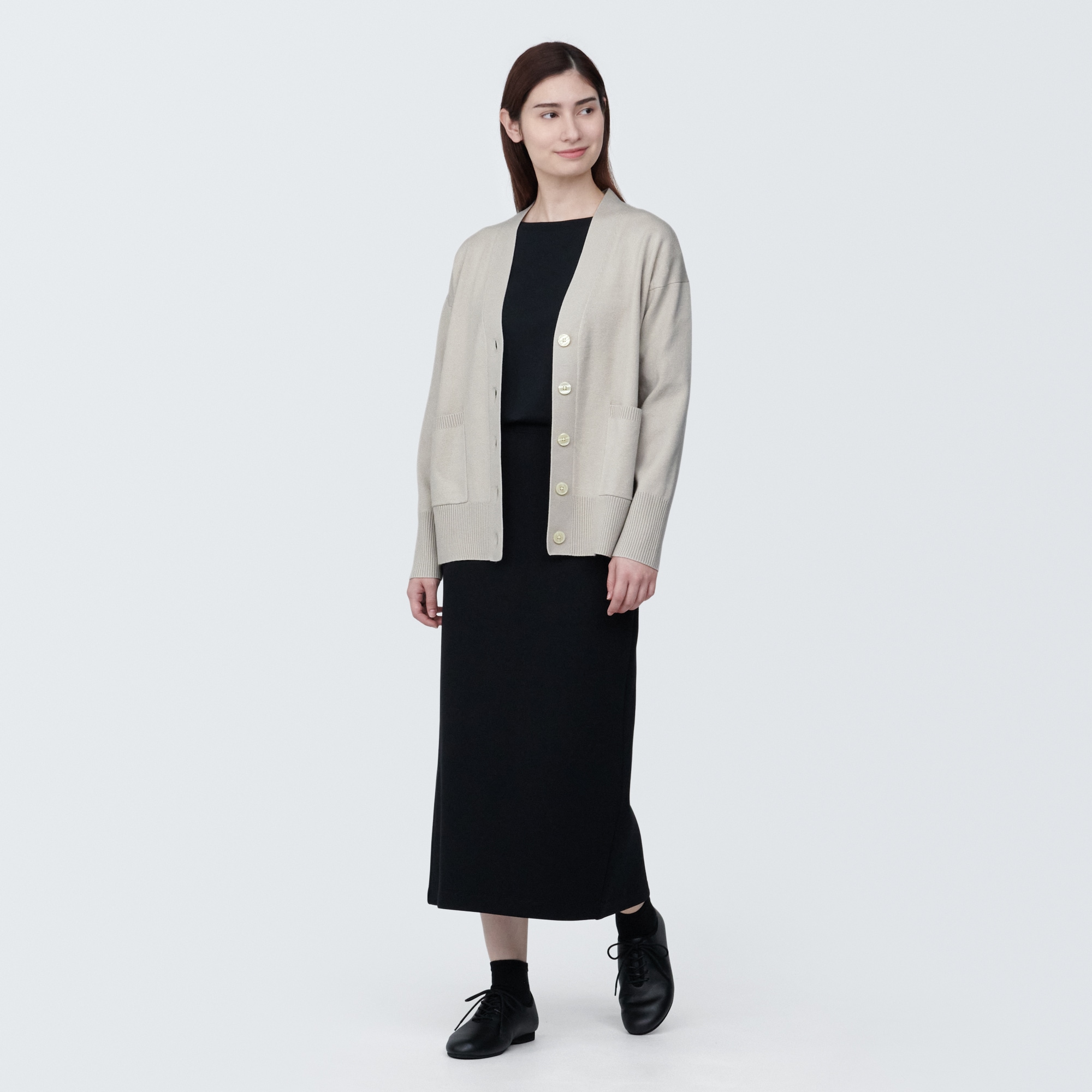 婦人　洗えるミラノリブ編みＶネックカーディガン