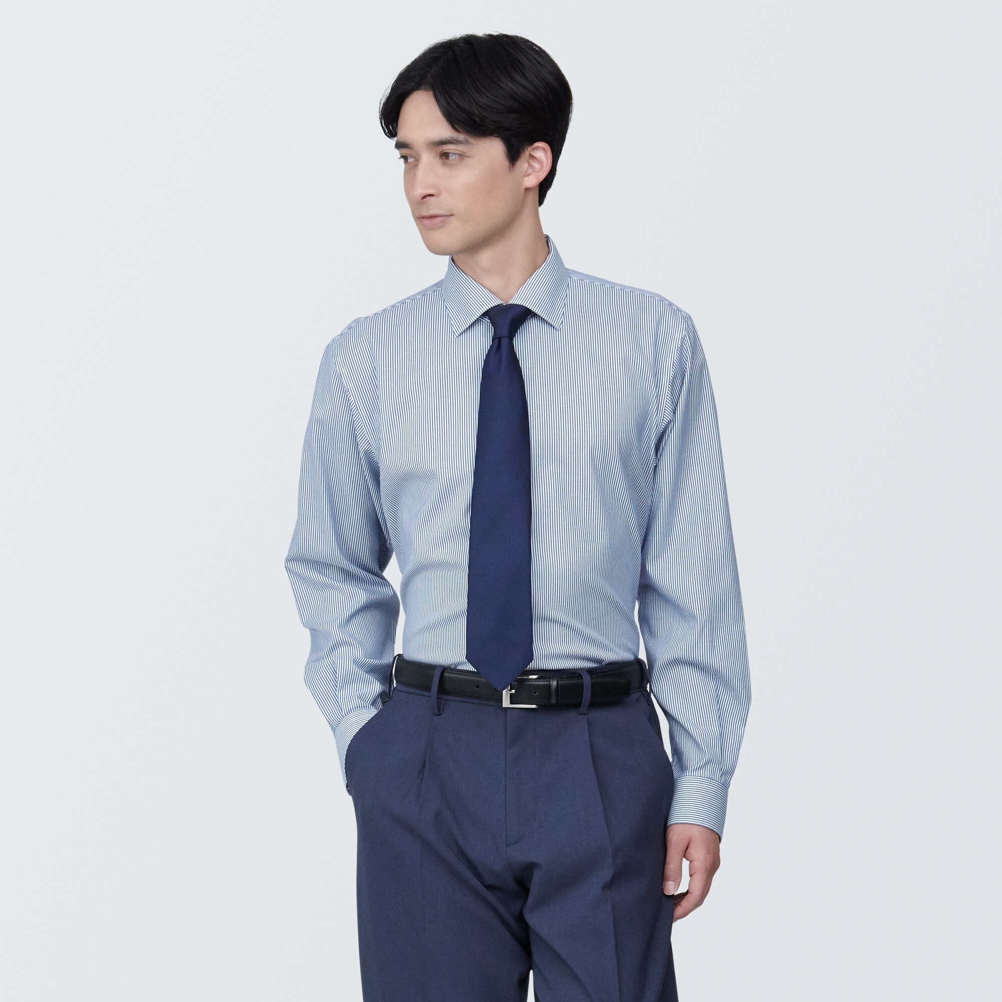 紳士　ノンアイロンセミワイドカラー長袖シャツ