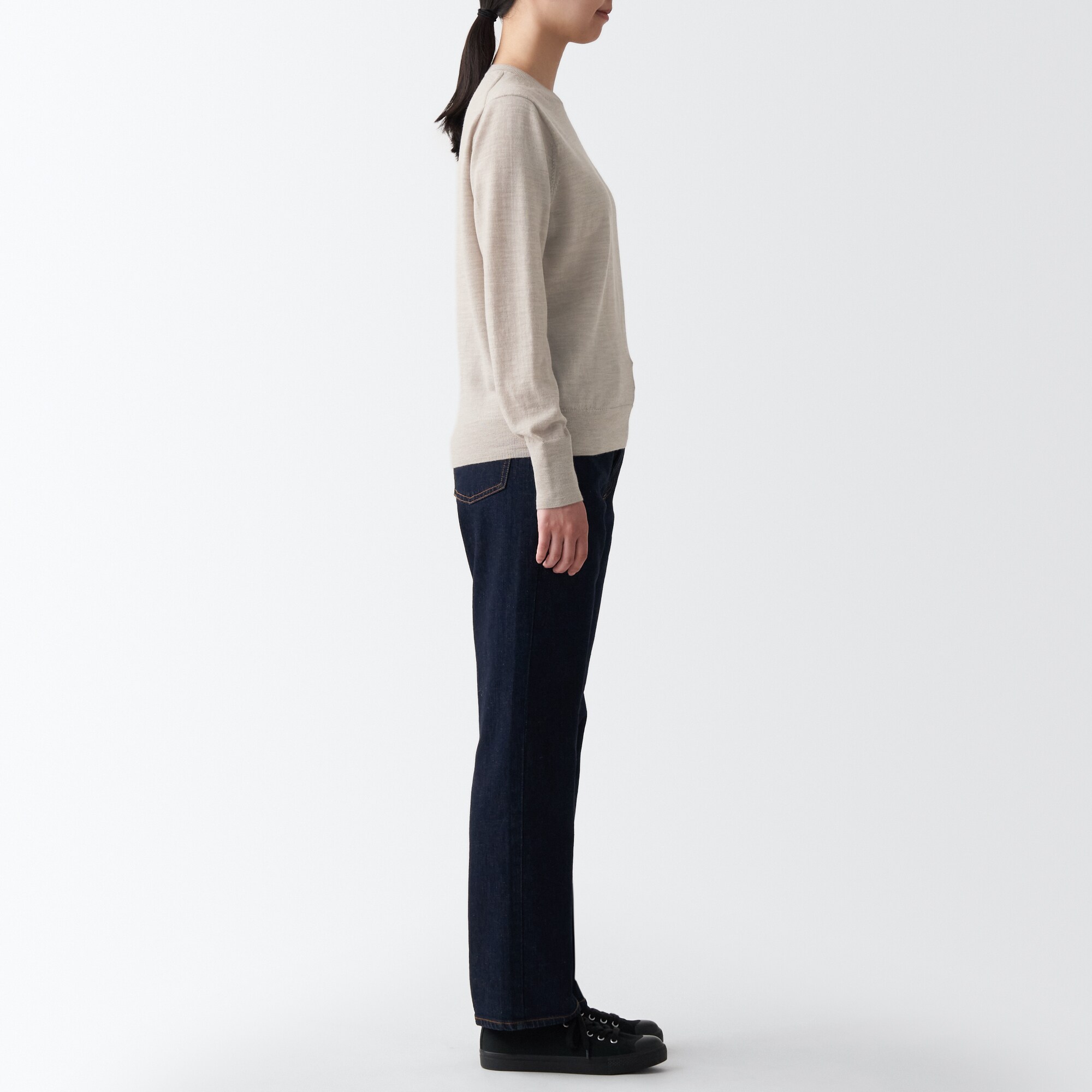 洗えるウールハイゲージクルーネックセーター