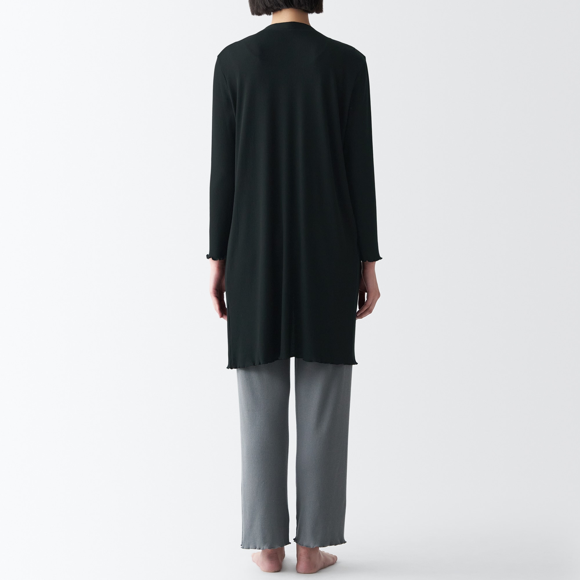 なめらかリブ　ロングカーディガン