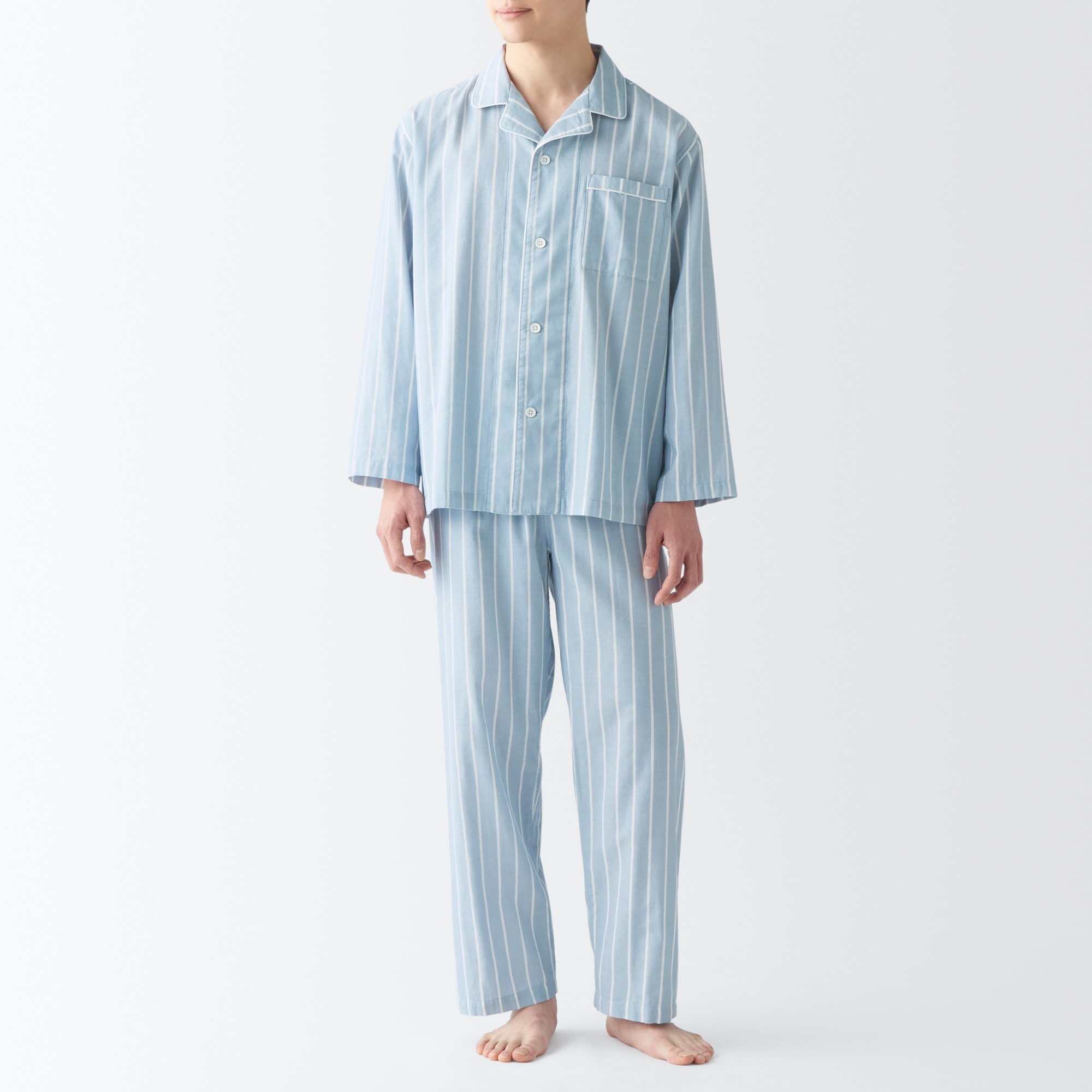 紳士　脇に縫い目のない　二重ガーゼパジャマ