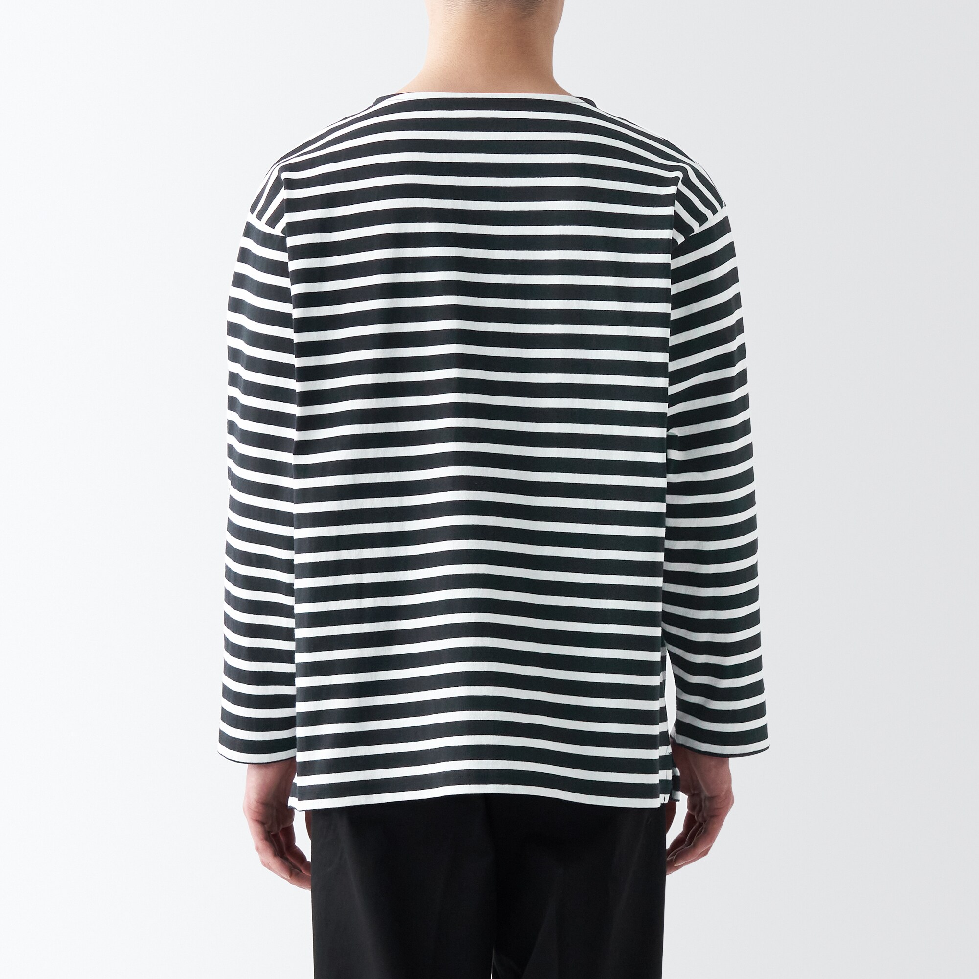 洗いざらし太番手ボートネック九分袖Ｔシャツ