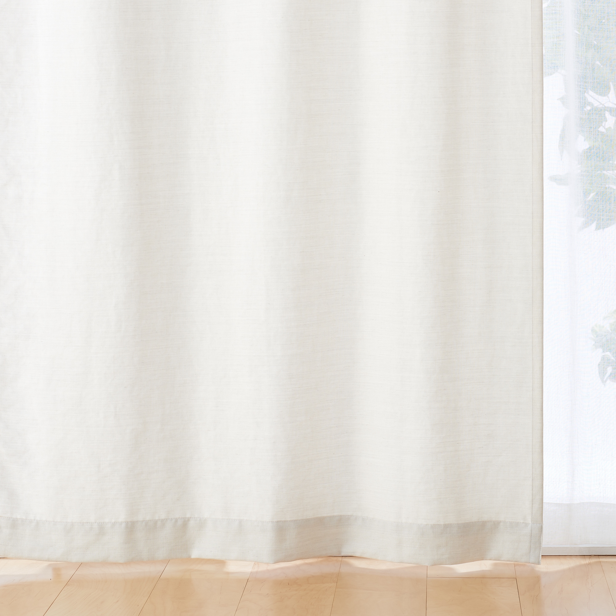 ポリエステルななこ織麻調ノンプリーツカーテン／アイボリー