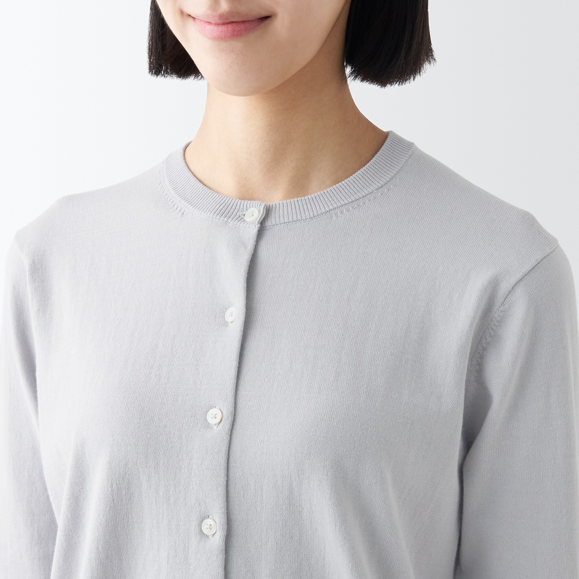 ＵＶカット強撚クルーネックカーディガン（七分袖）