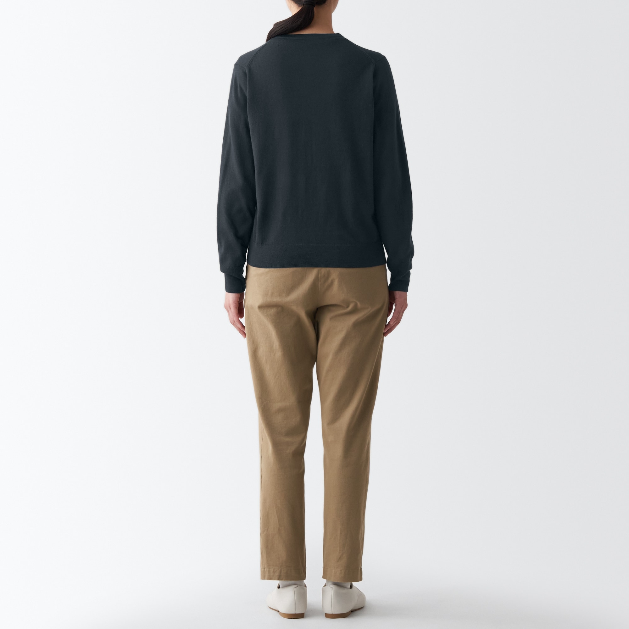 メリノウール洗えるクルーネックカーディガン