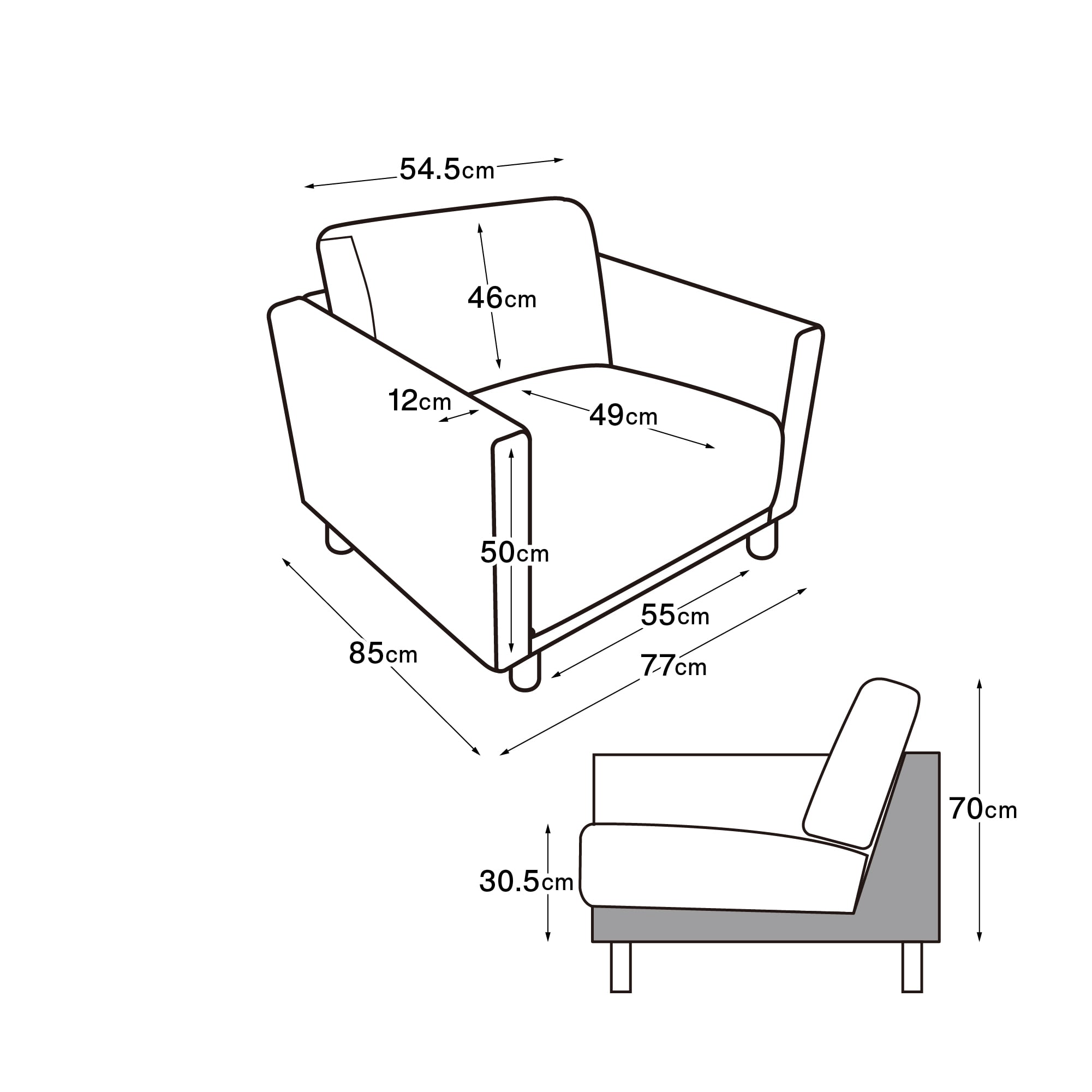 ソファ本体・１シーター・ウレタン・ポケットコイル（カバー別売り）