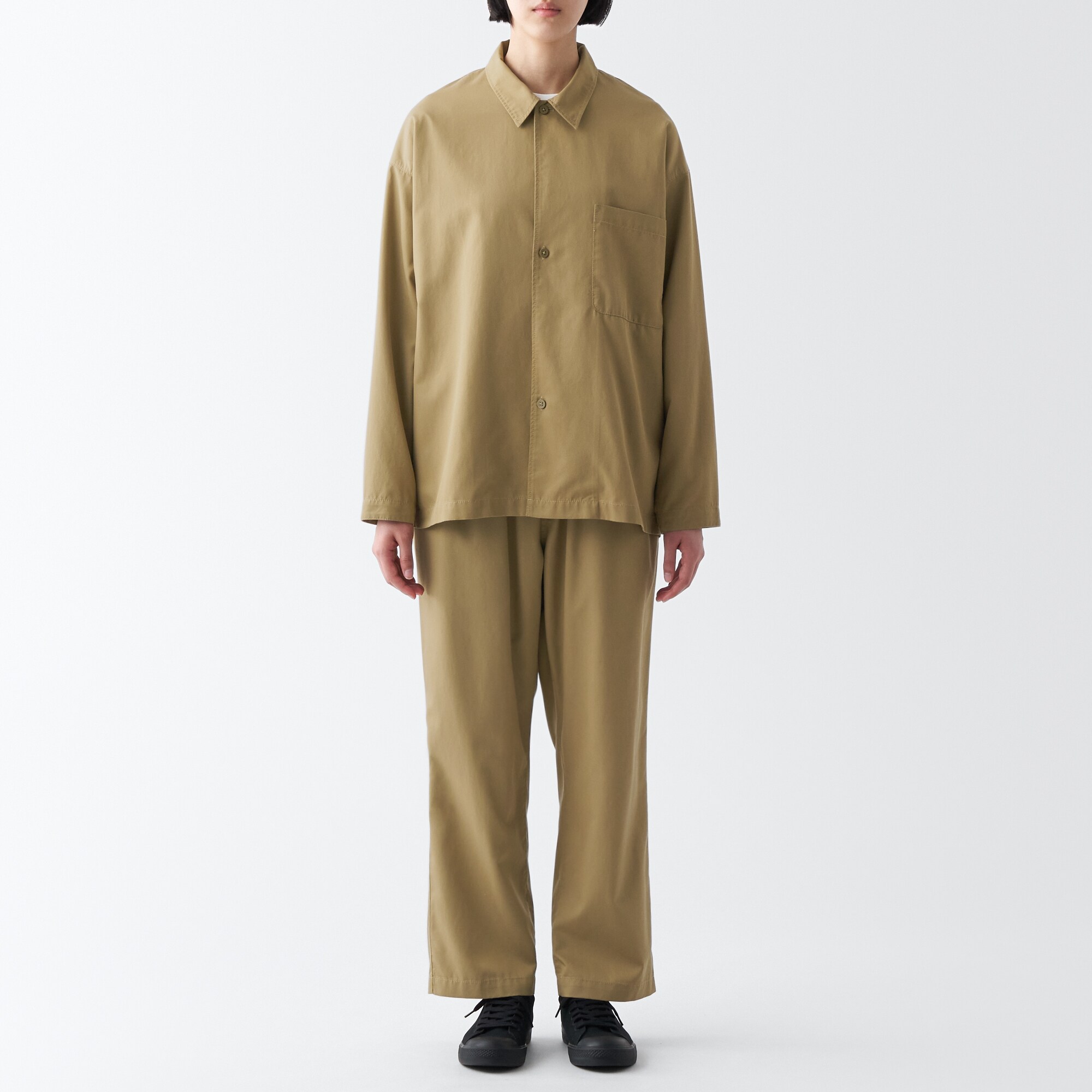 洗いざらしリヨセル混イージーパンツ