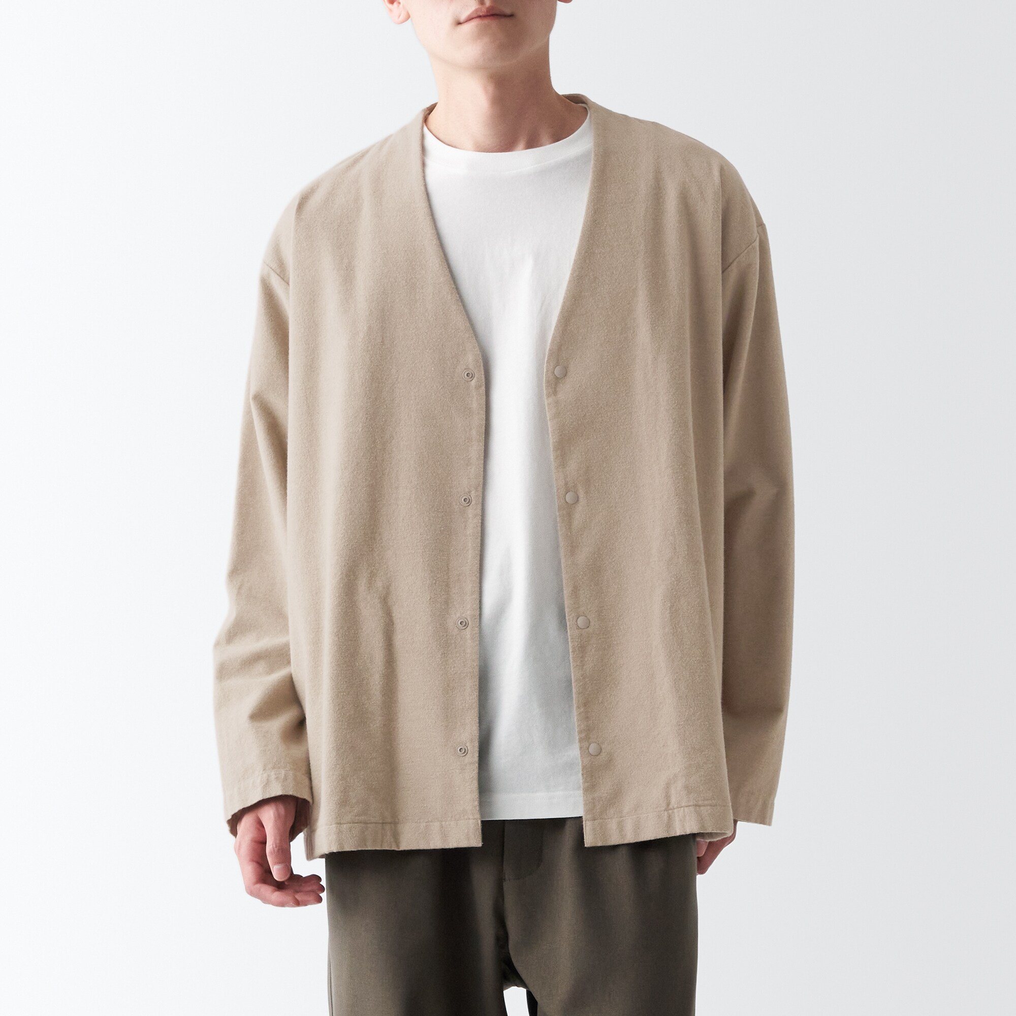 両面起毛フランネルカーディガン