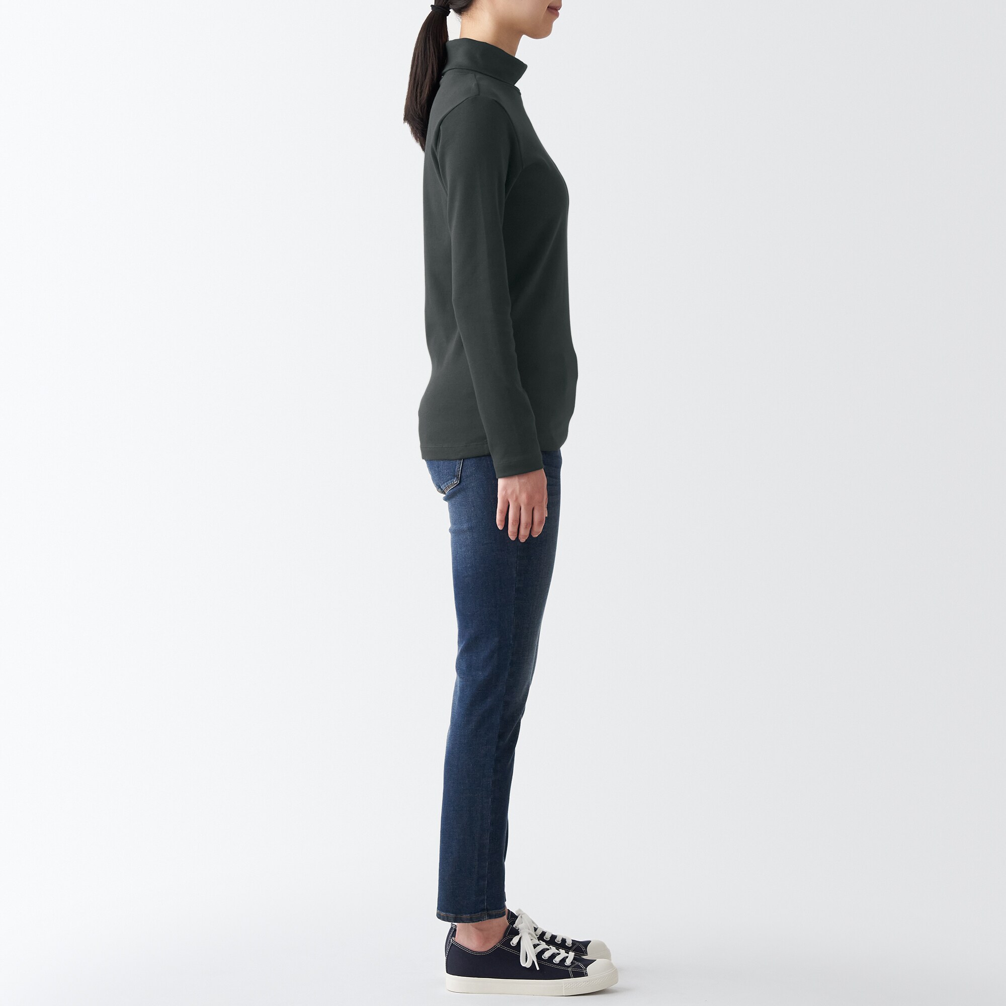 ストレッチフライス編みタートルネック長袖Ｔシャツ