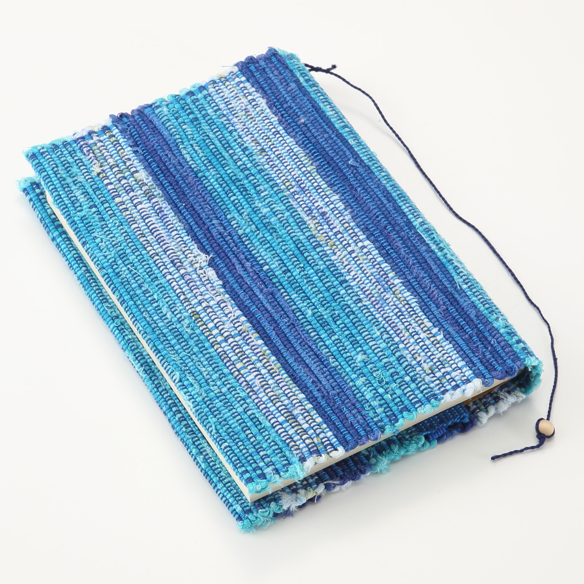 南部裂織　ブックカバー   青系