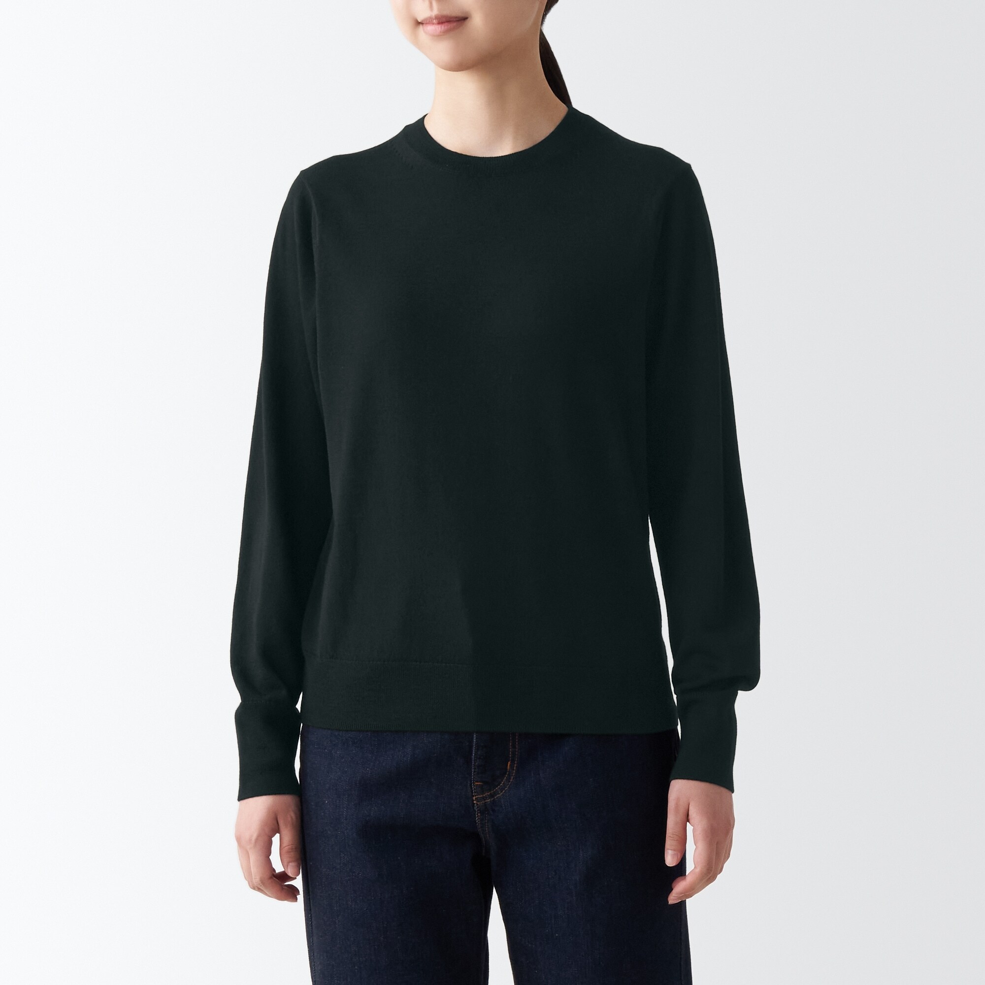 洗えるウールハイゲージクルーネックセーター