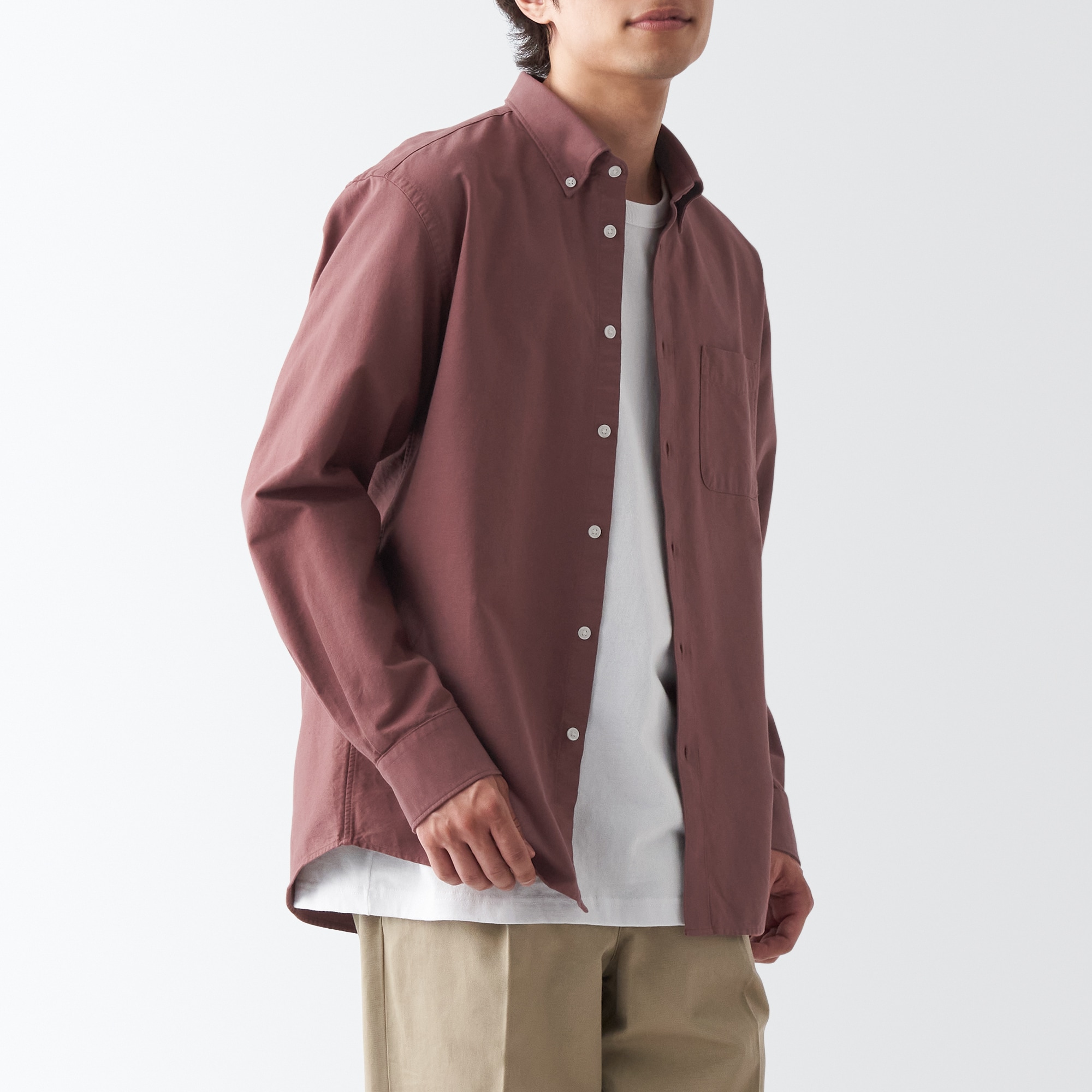 【新仕様・ハンガーループなし】洗いざらしオックスボタンダウン長袖シャツ