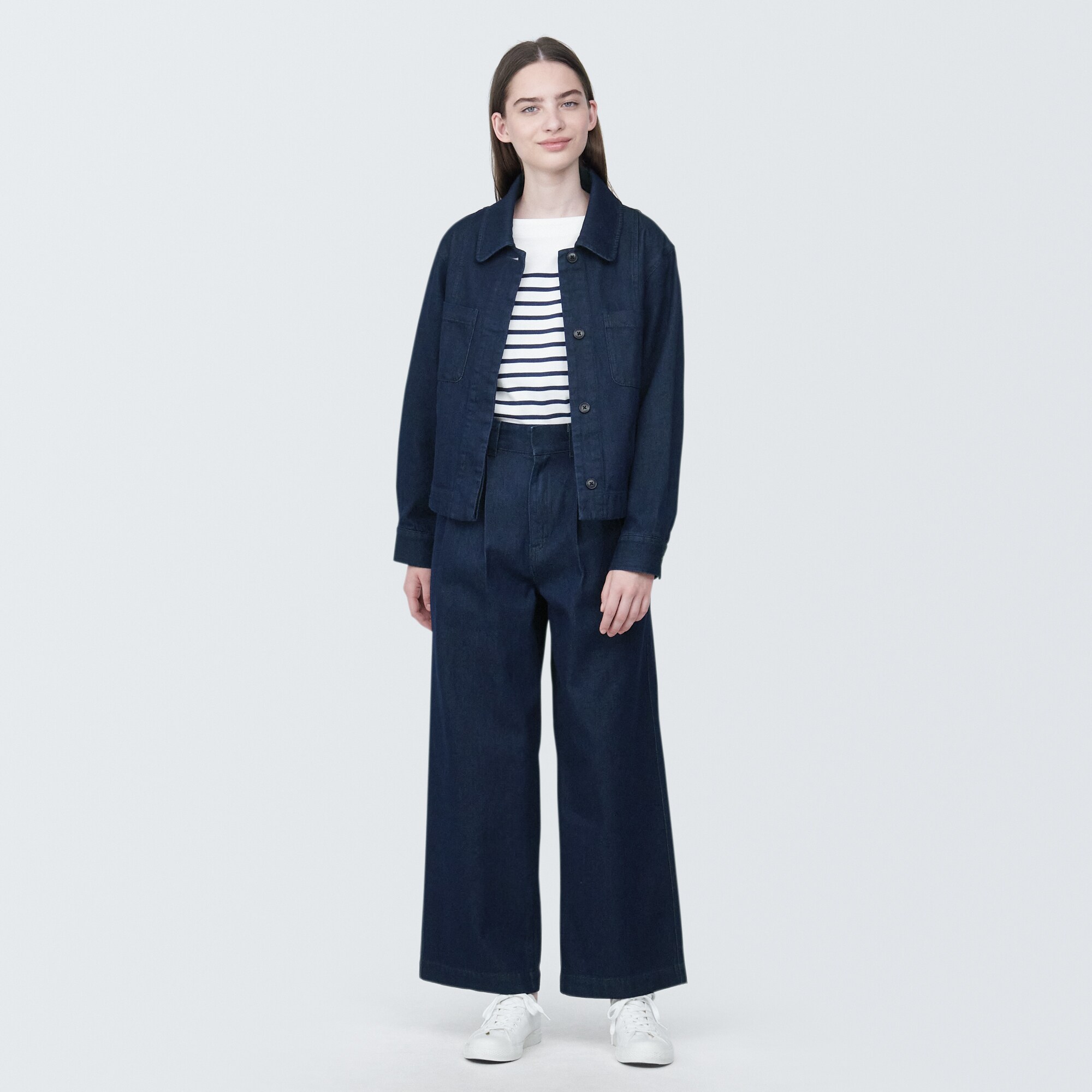 婦人　木の実から作ったカポック混デニムシャツジャケット