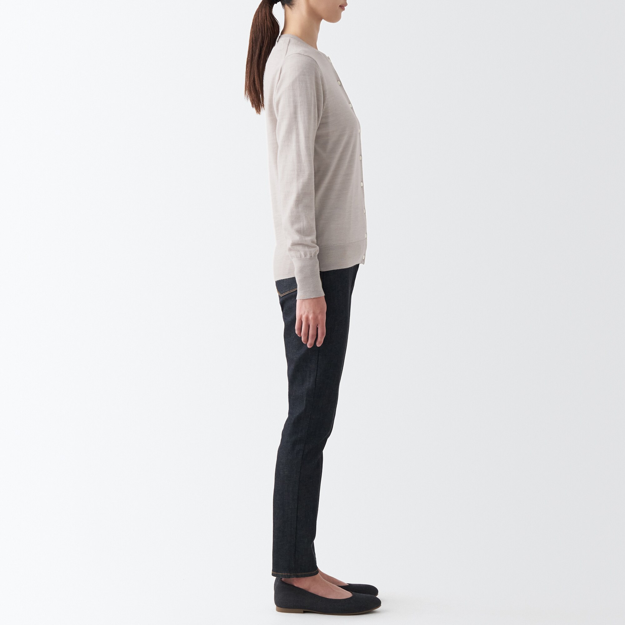 メリノウールクルーネックカーディガン