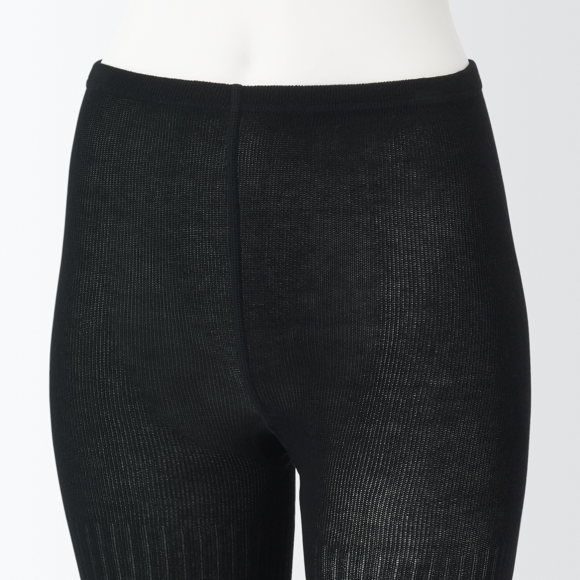 足なり直角　かかとに合う　リブ編みタイツ