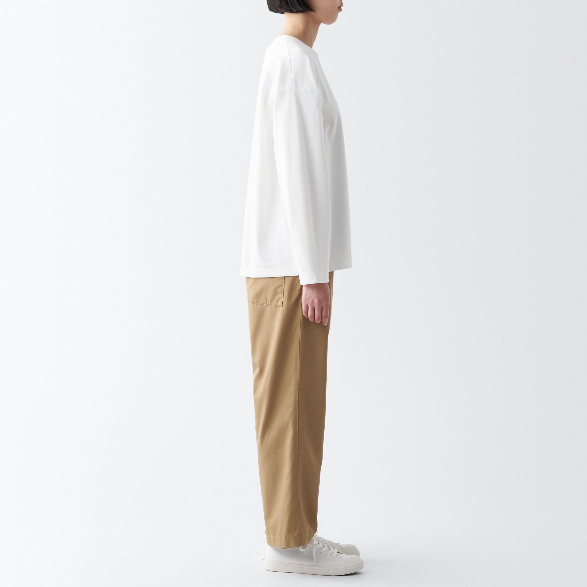 天竺編みクルーネック長袖Ｔシャツ