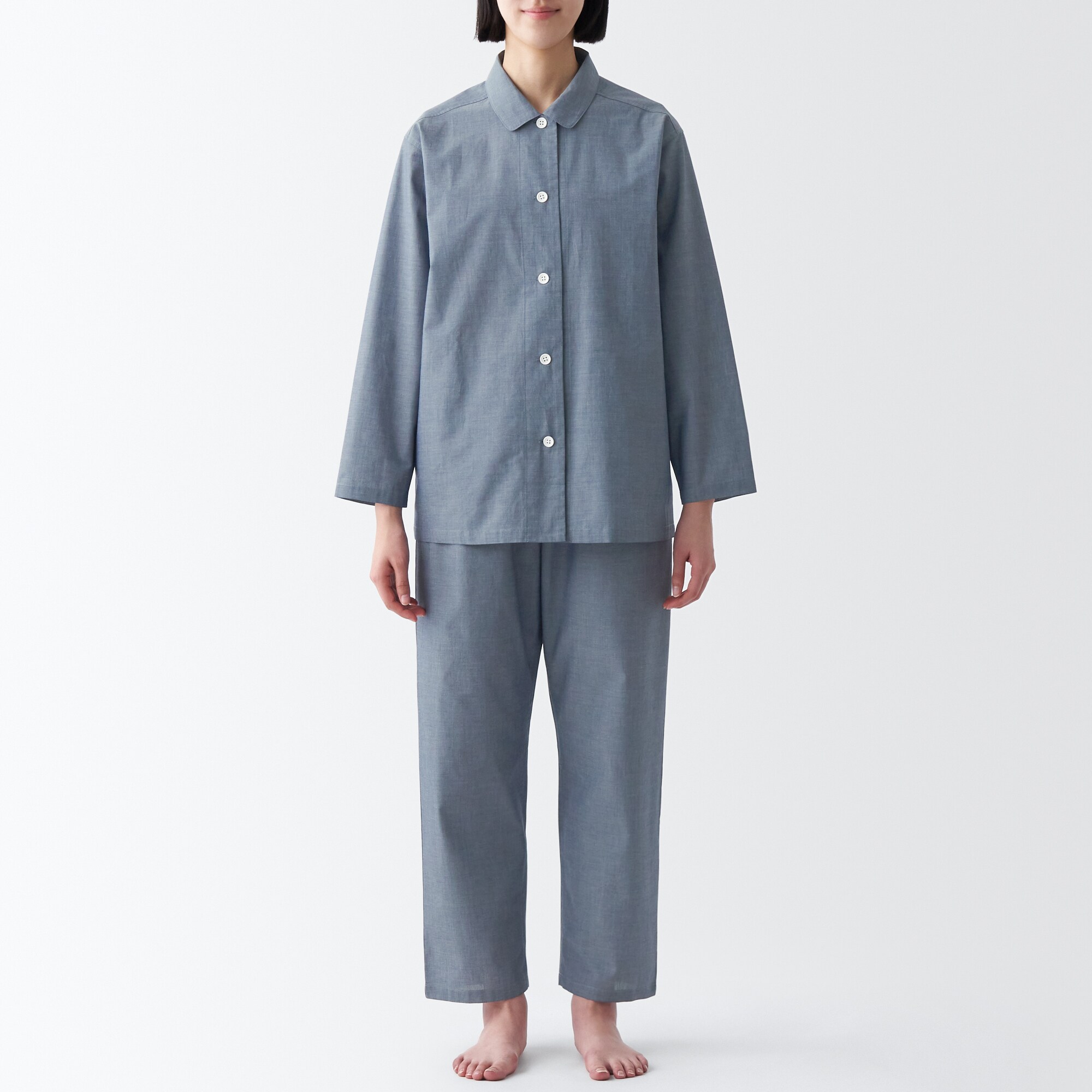 【年中着られる定番】綿ブロード　長袖パジャマ