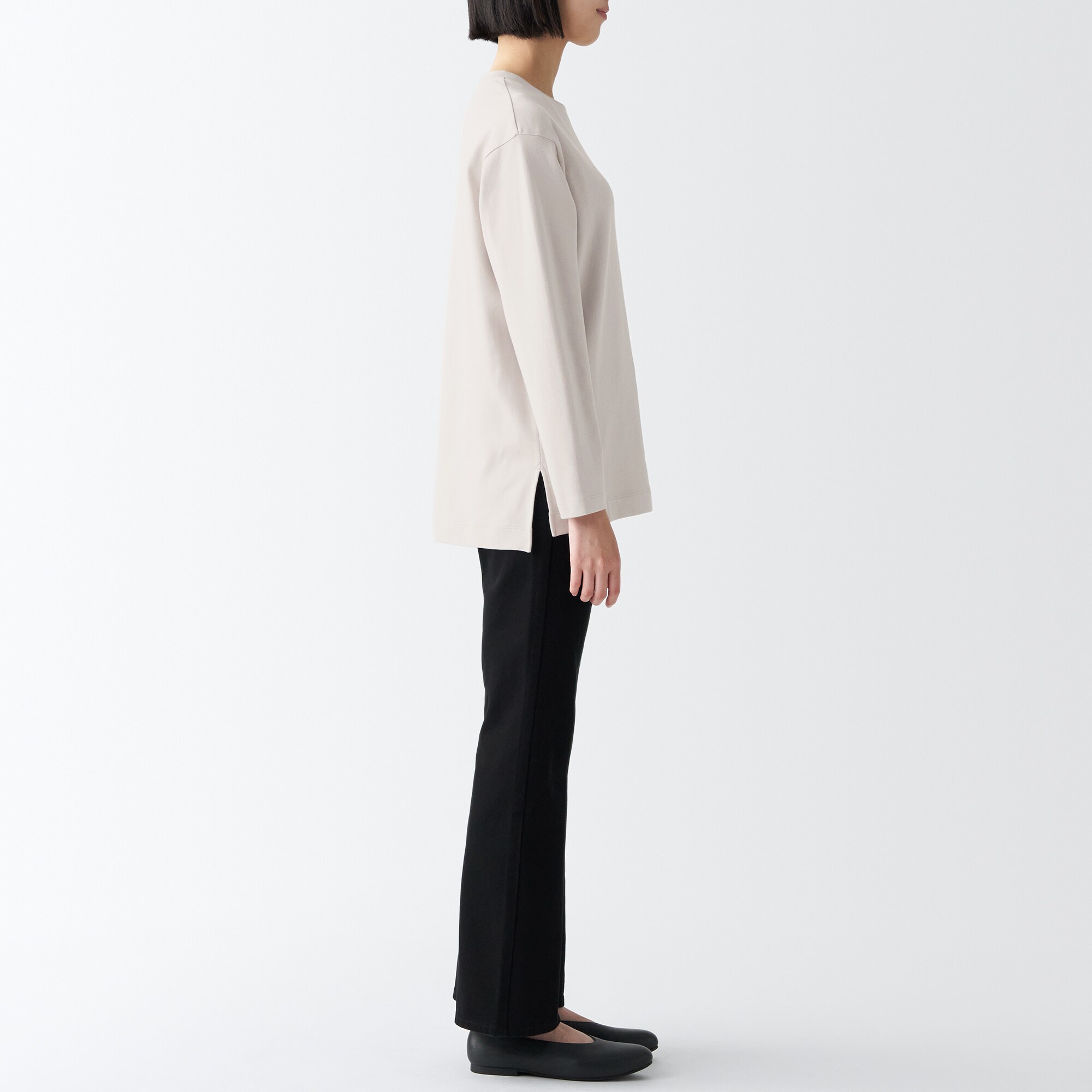 スムース編みロング丈長袖Ｔシャツ