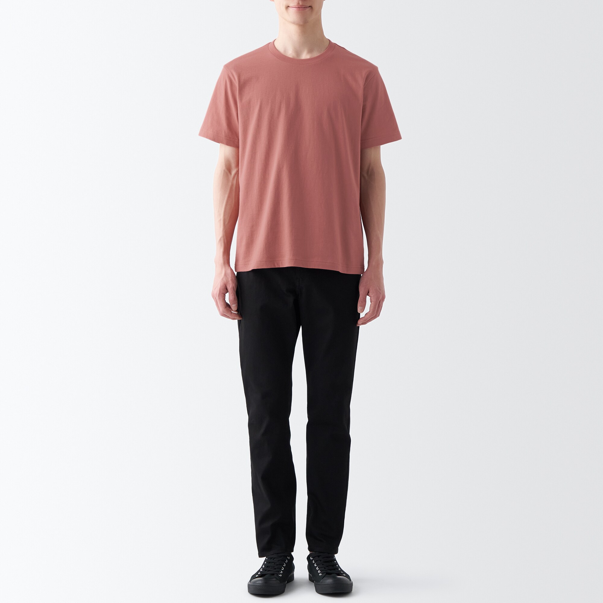 洗いざらし天竺編みクルーネック半袖Ｔシャツ