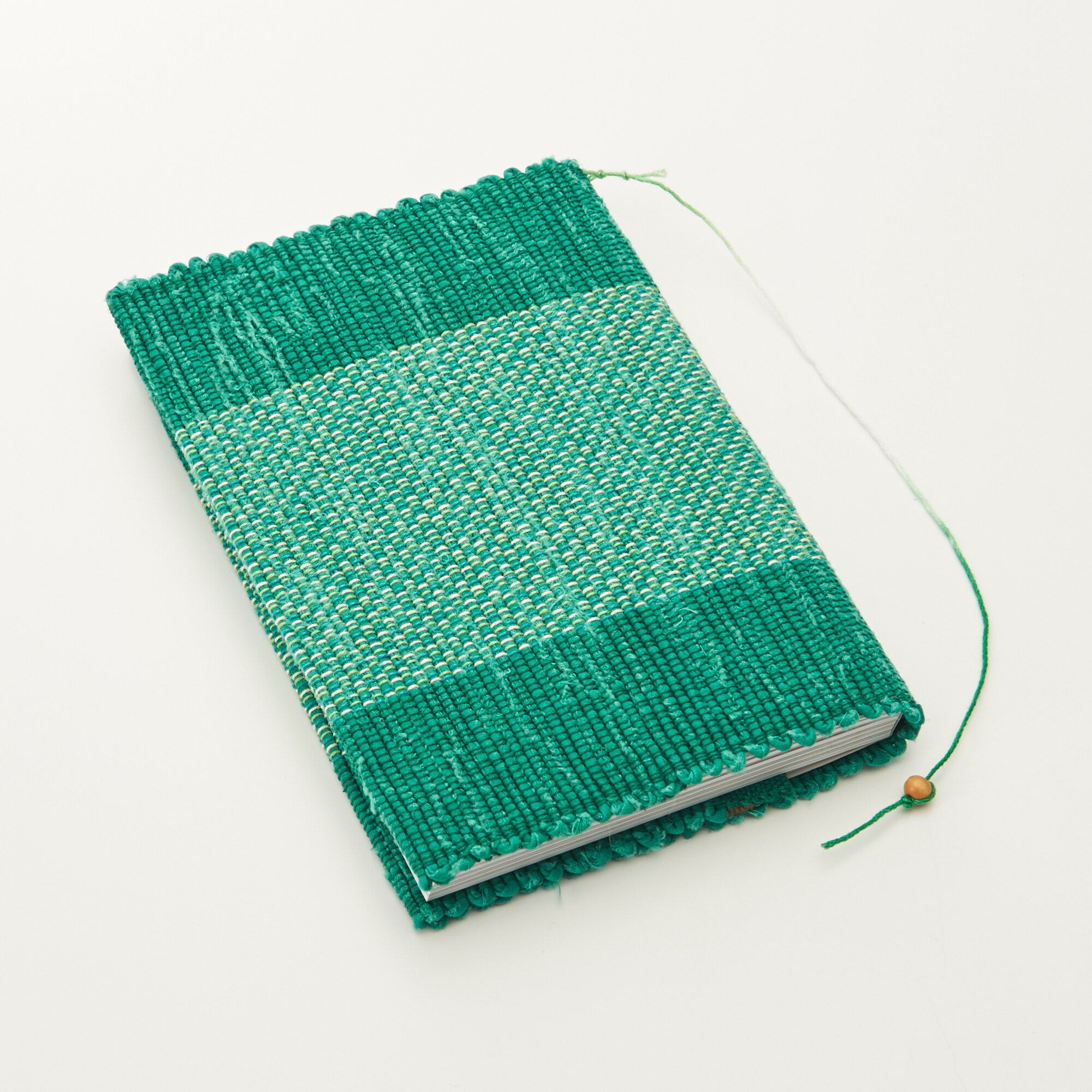 南部裂織　ブックカバー  エメラルドグリーン