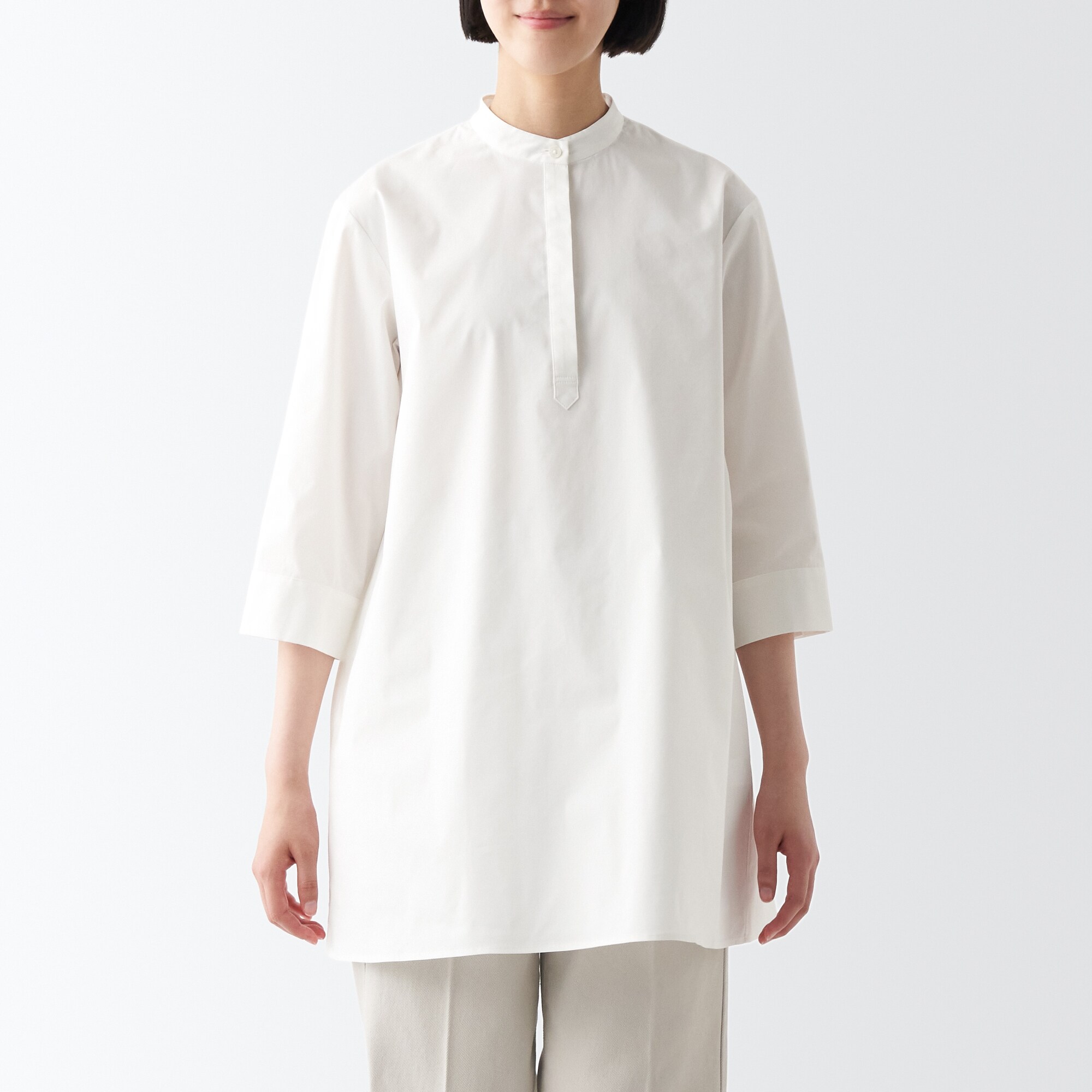 コットン混サテンチュニック