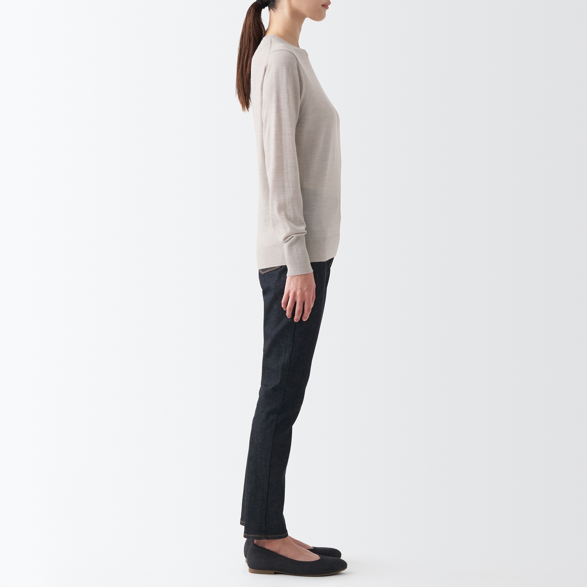 メリノウールクルーネックセーター