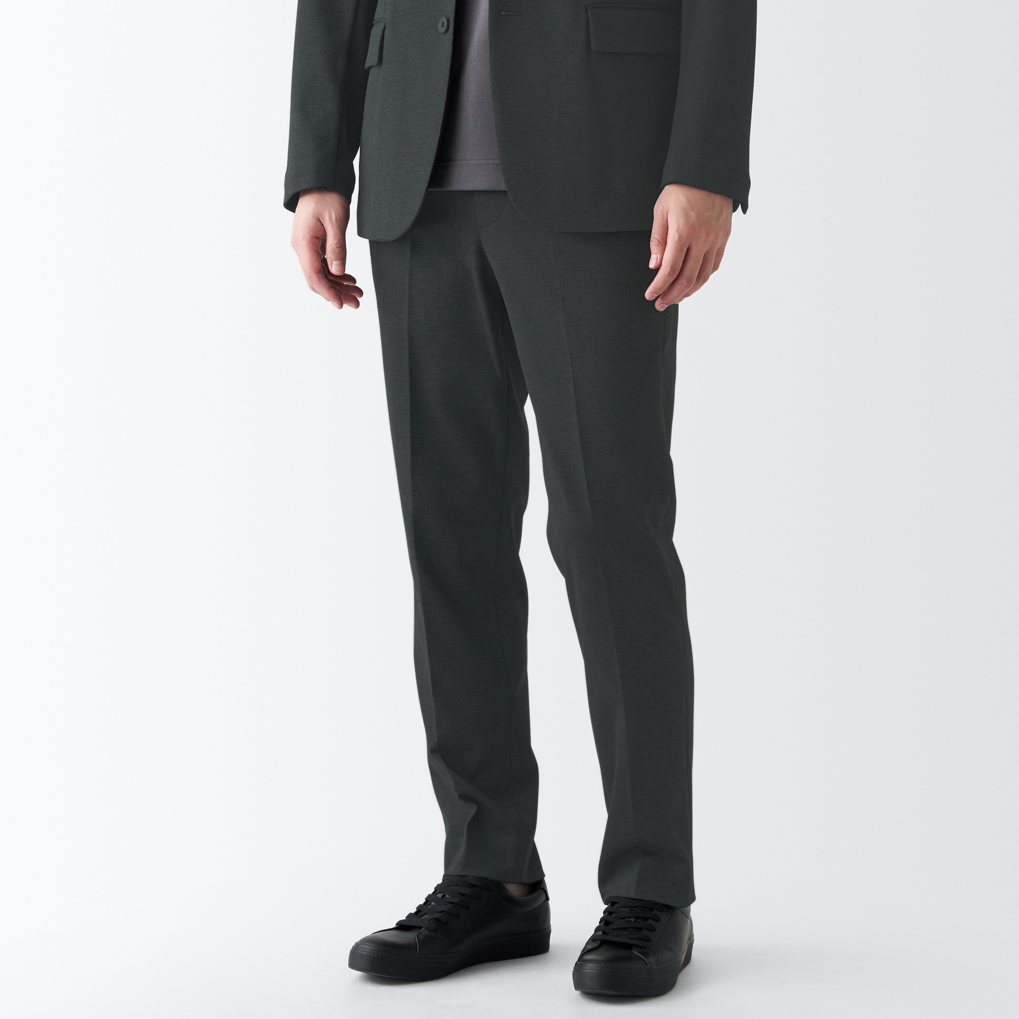 【セットアップ可能】ストレッチジャージーノータックパンツ