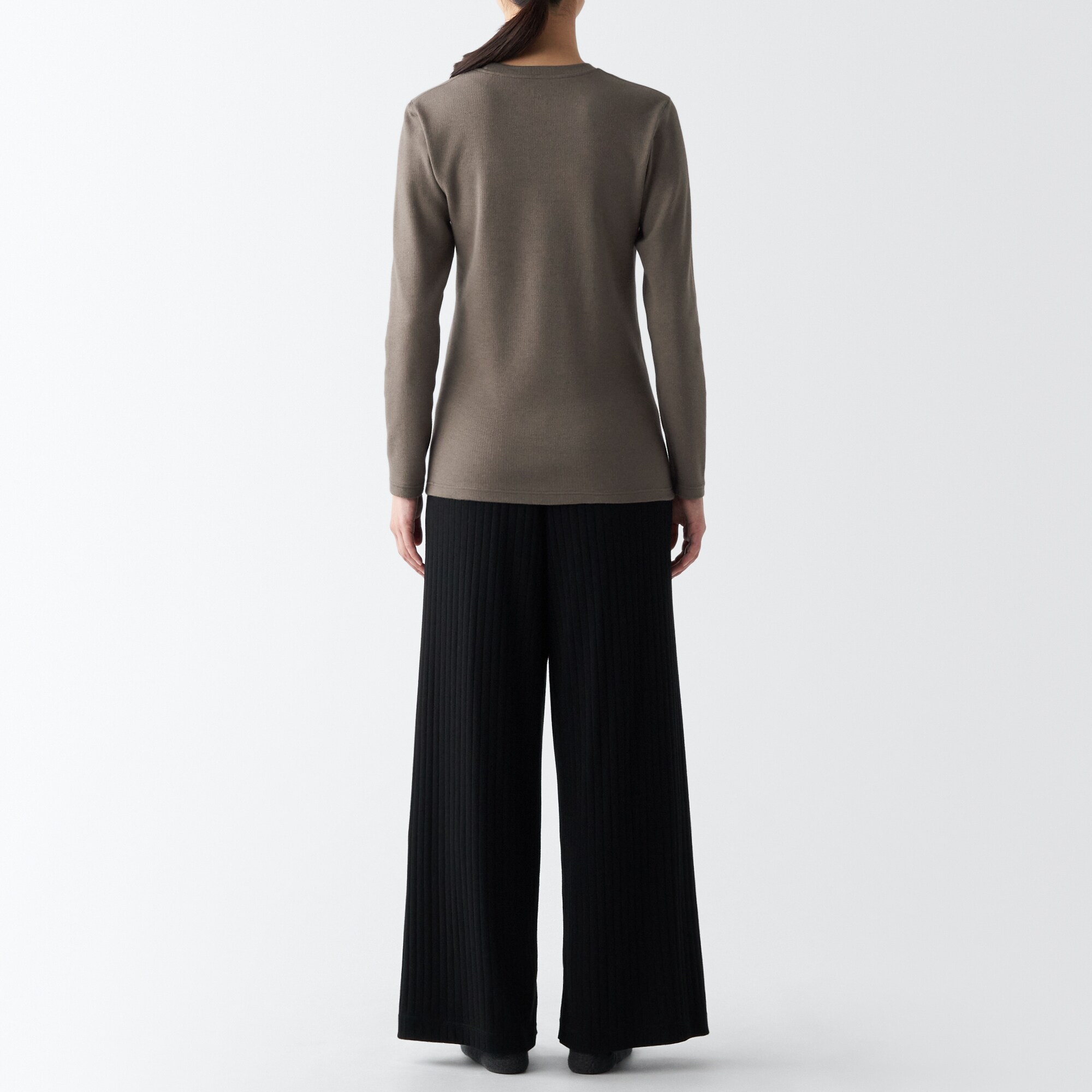 あったか綿　ウール　クルーネック長袖Ｔシャツ