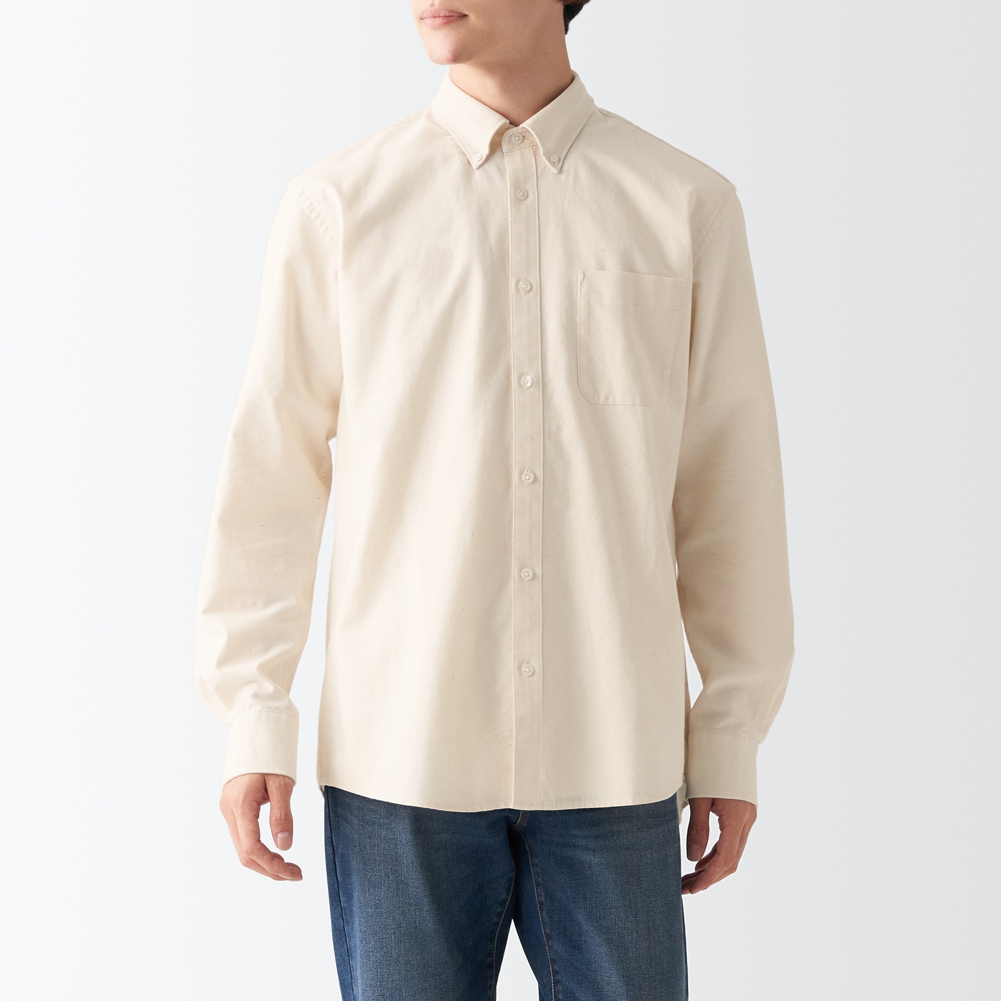 洗いざらしオックスボタンダウン長袖シャツ