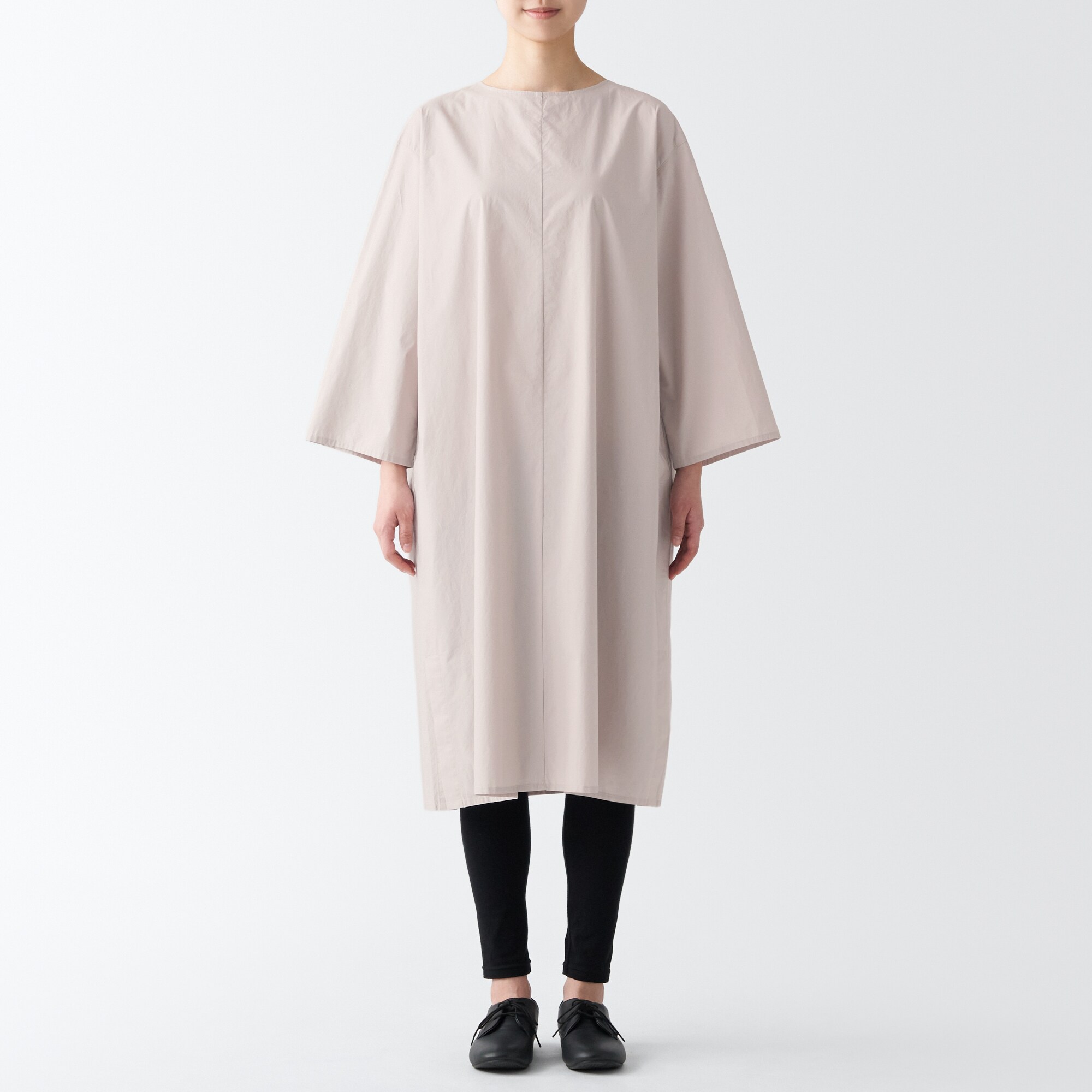 高密度織りボートネックワンピース