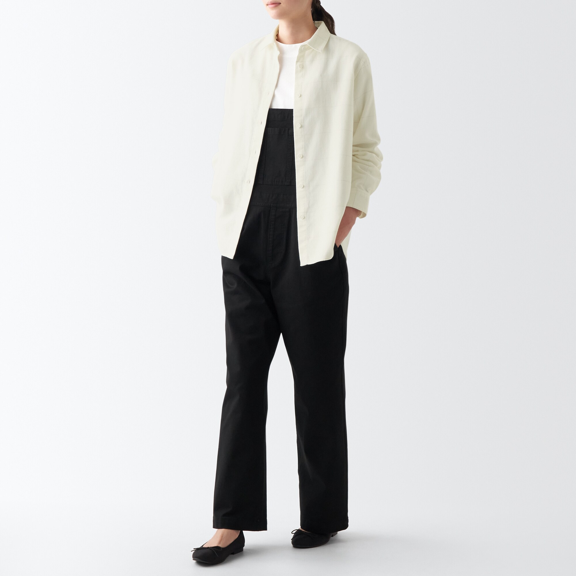 両面起毛フランネルレギュラーカラー長袖シャツ（婦人）