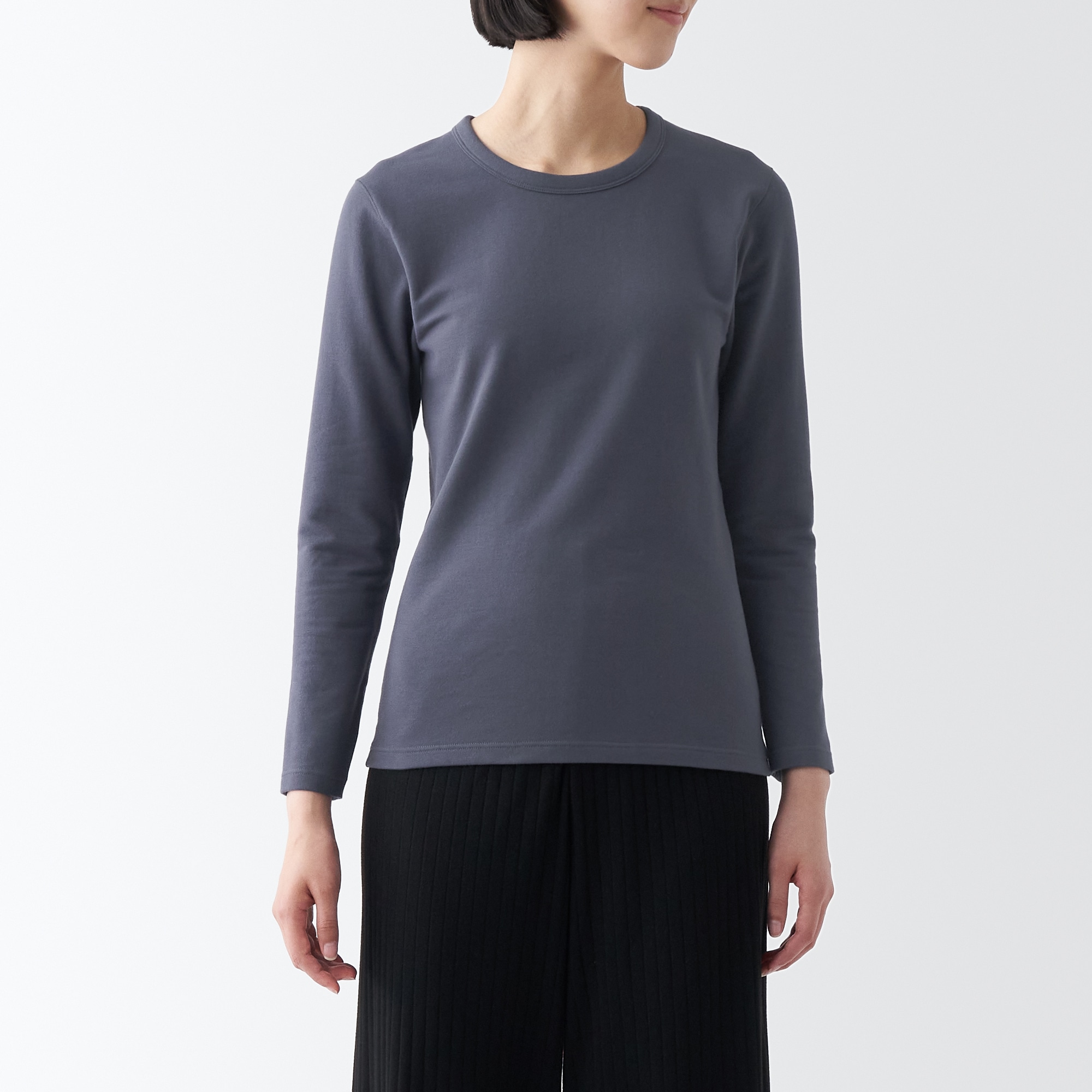 あったか綿　厚手　クルーネック長袖Ｔシャツ