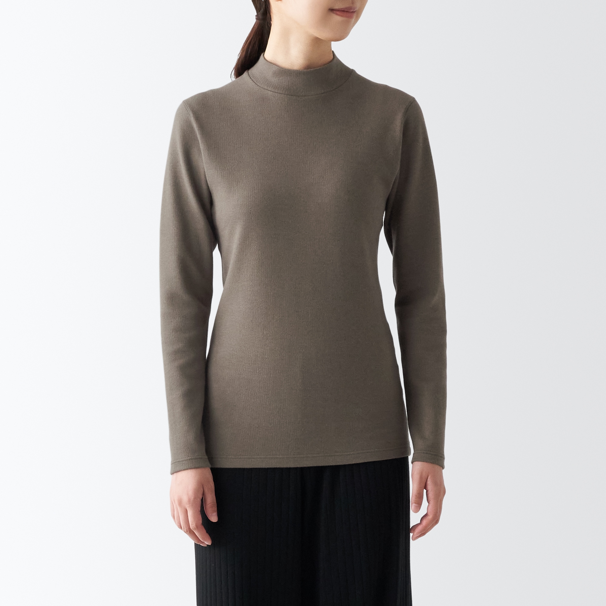 あったか綿　ウール　ハイネック長袖Ｔシャツ