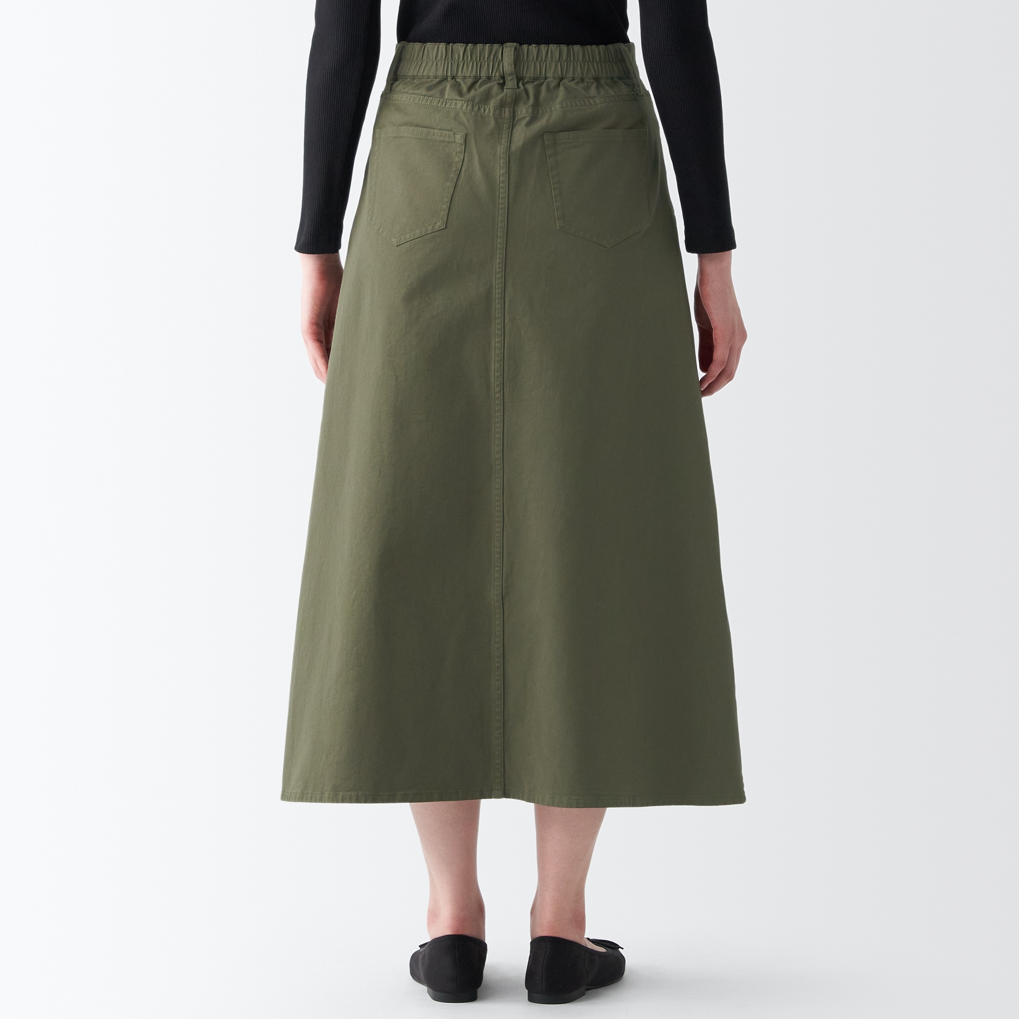 縦横ストレッチチノＡラインスカート