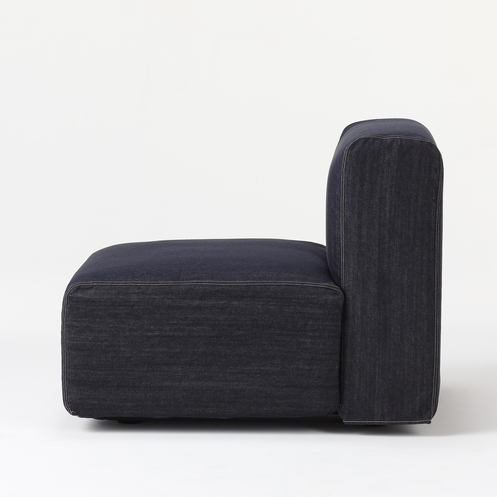 【カバー】綿デニムユニットソファアームレス小用カバー／ネイビー