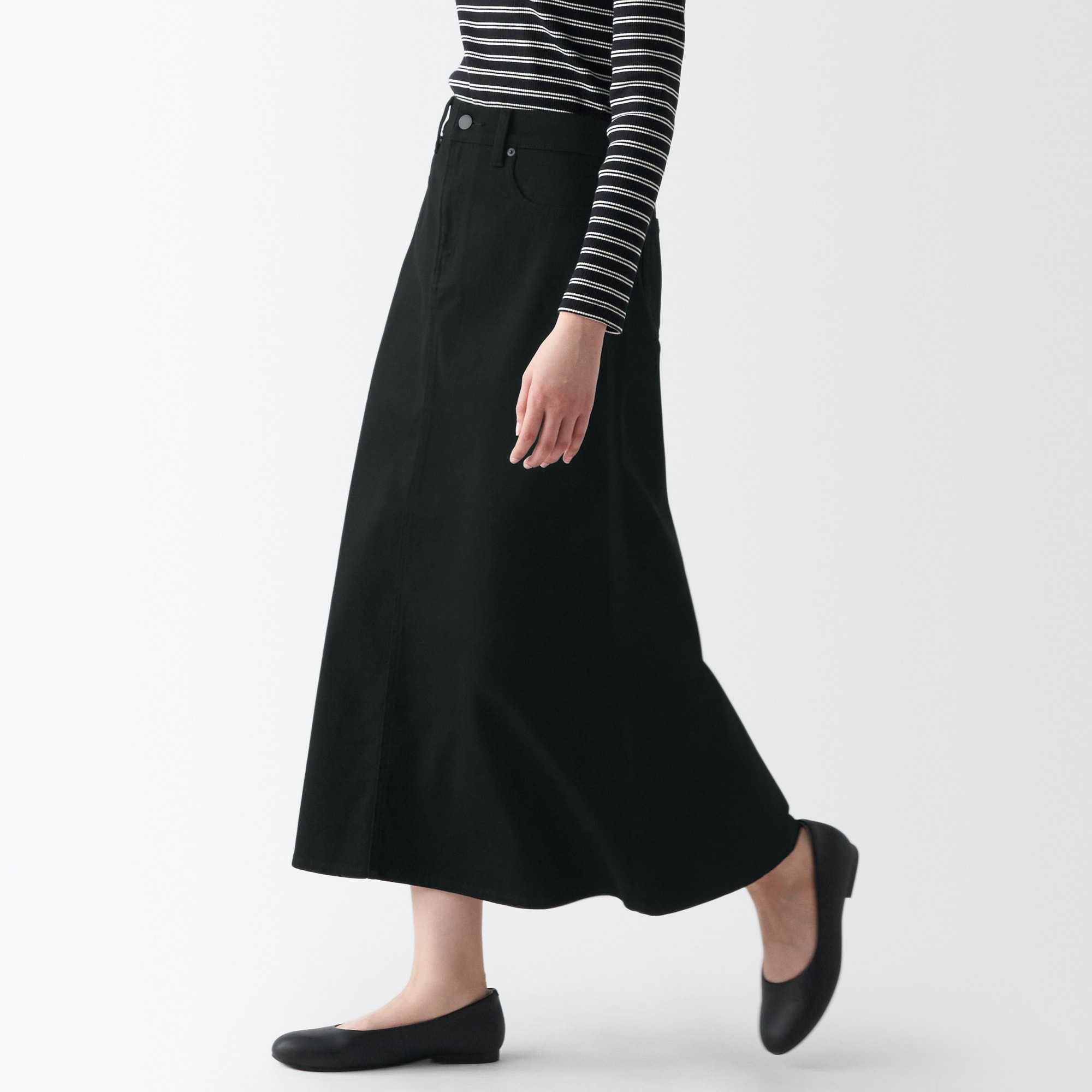 デニムＡラインスカート　黒