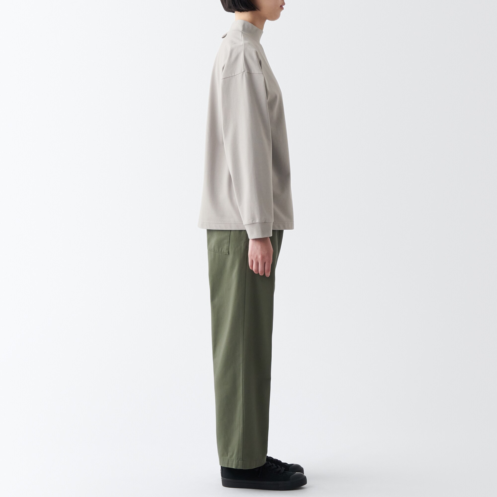 天竺編みハイネック長袖Ｔシャツ