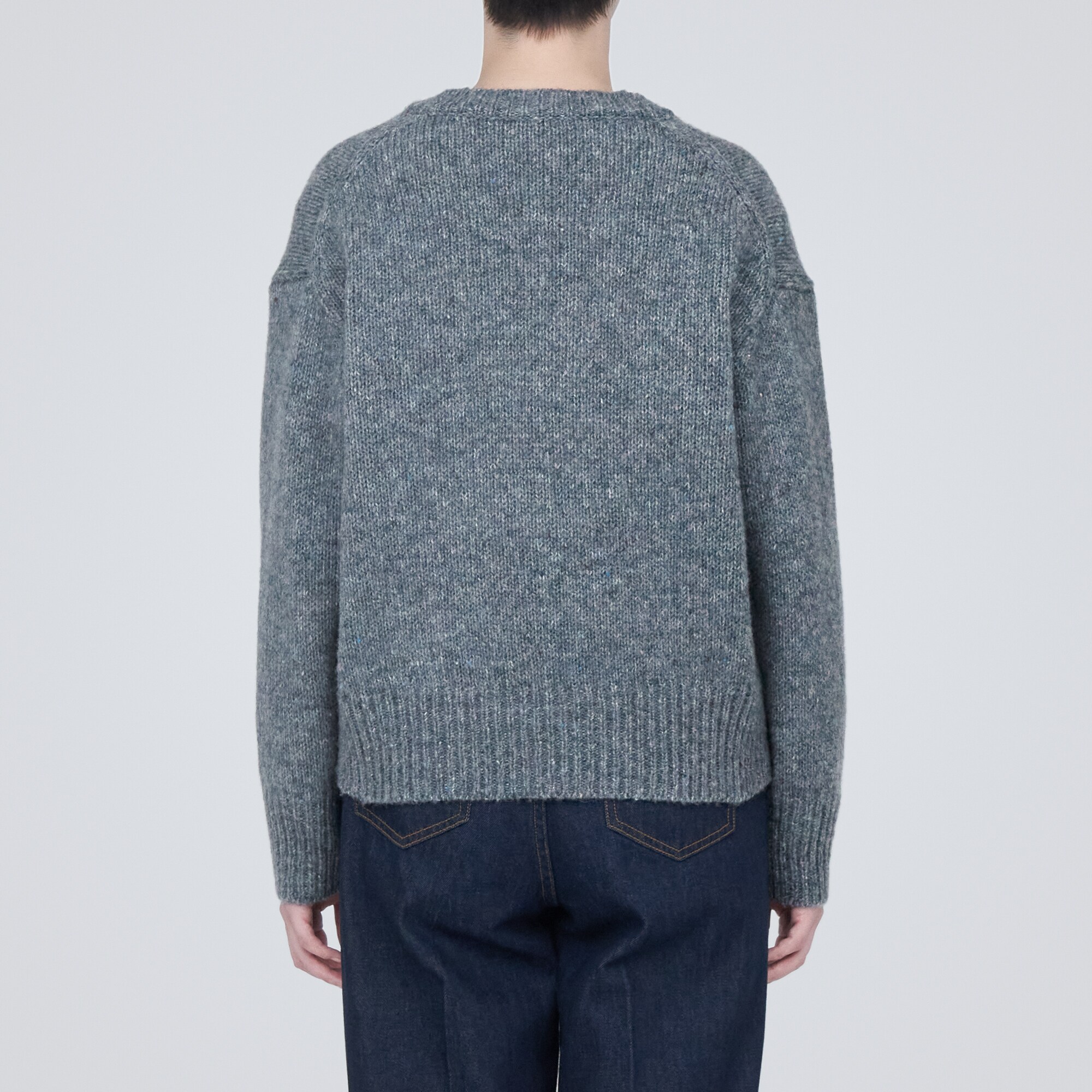 ウールヤク混ネップ糸Ｖネックセーター